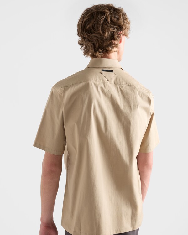 Short-sleeved stretch cotton shirt - Khaki Short-sleeved stretch cotton shirt - Khaki