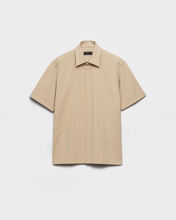 Short-sleeved stretch cotton shirt - Khaki Short-sleeved stretch cotton shirt - Khaki