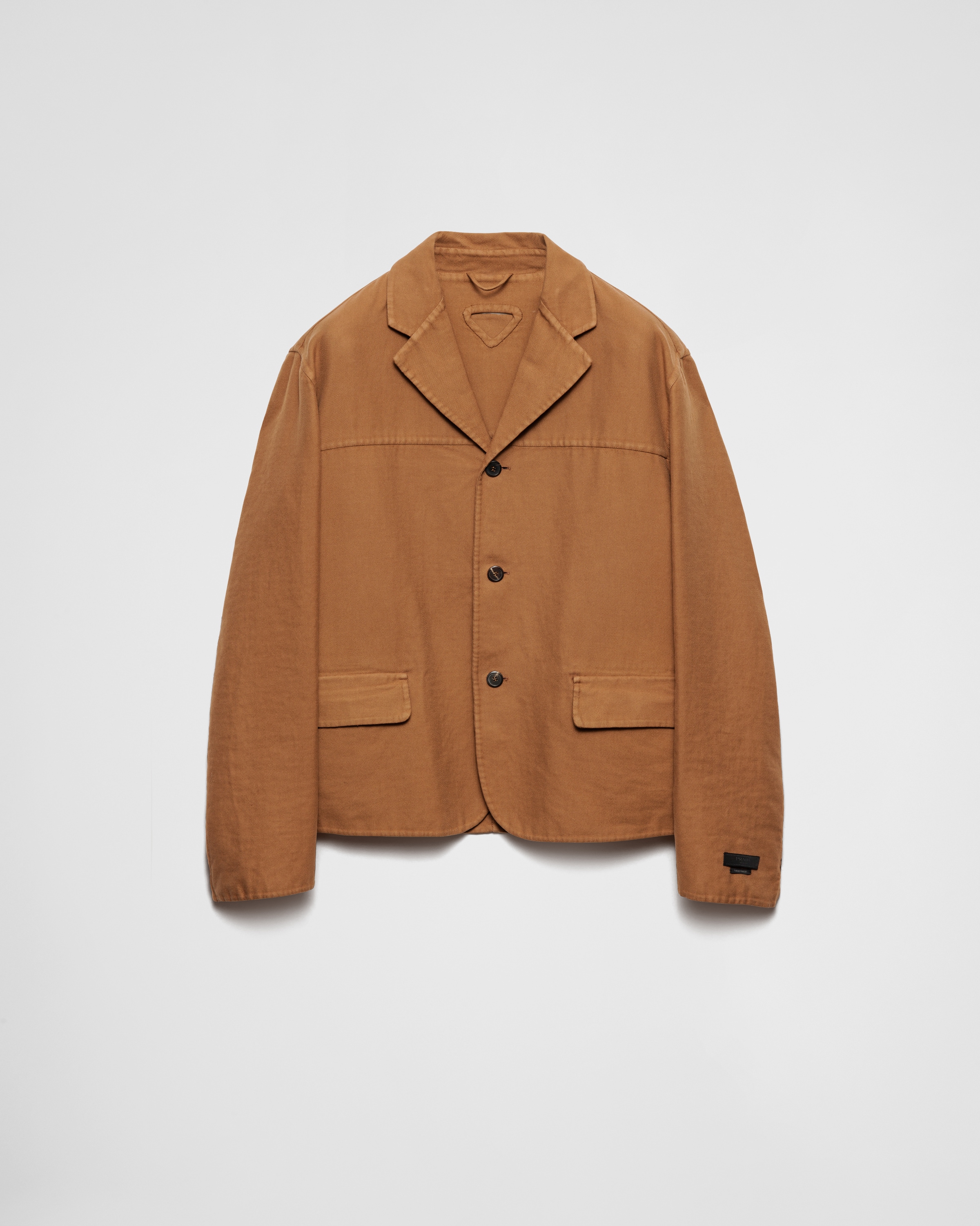 Prada Single-breasted Cotton Jacket In Caramel