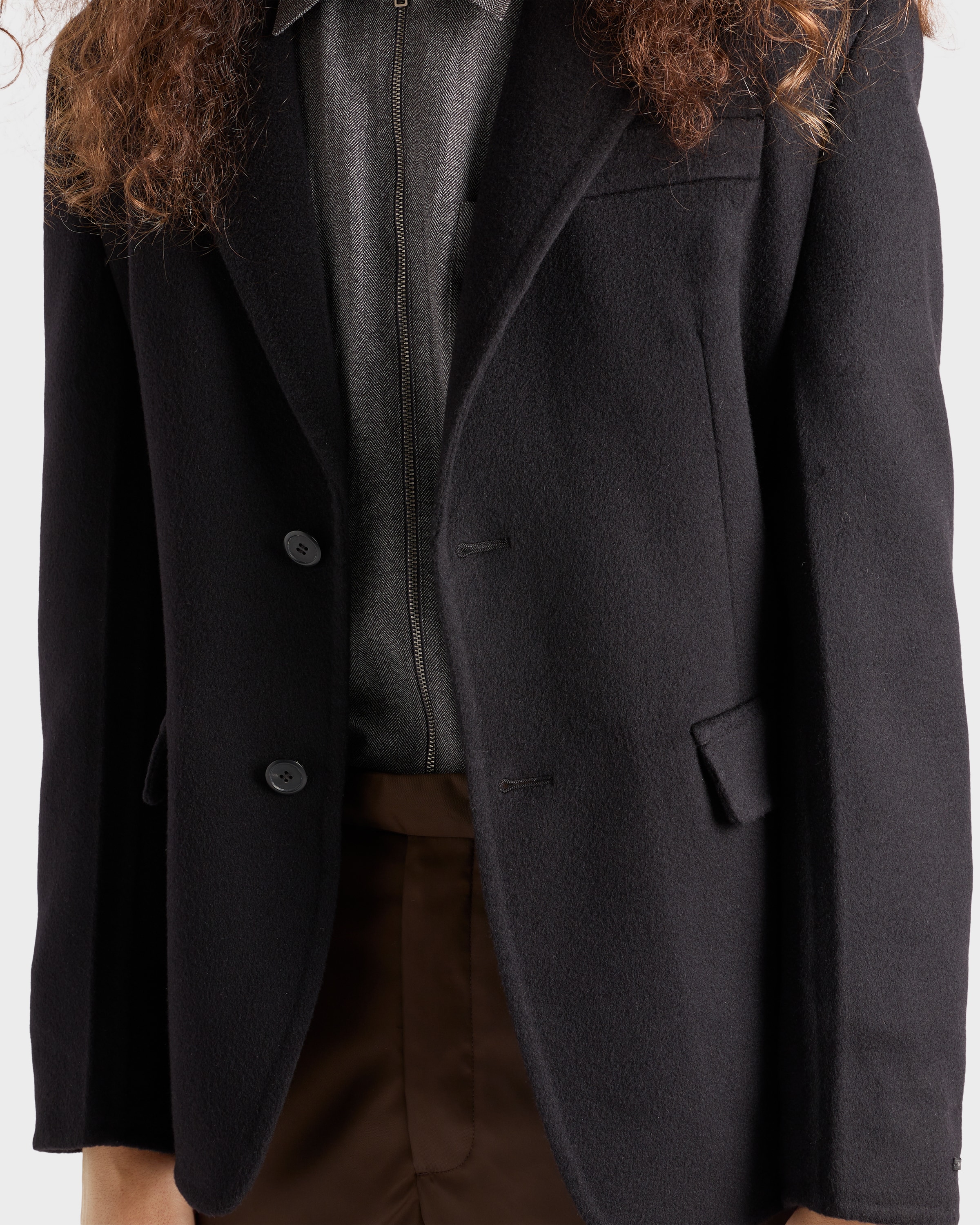 新作☆【PRADA】ストレートカシュゴラコート Black Single-breasted Cashgora Coat | PRADA