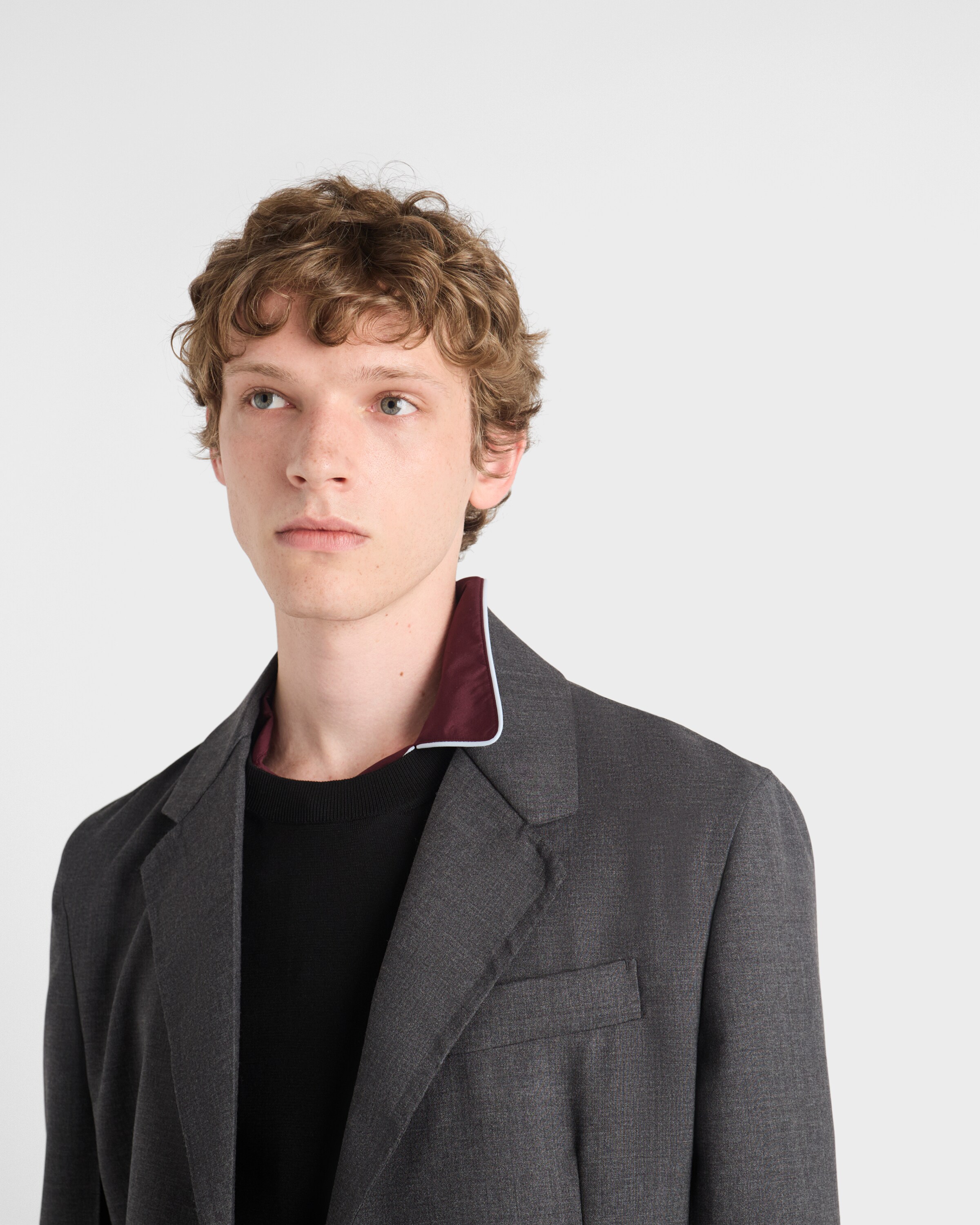 Prada Single-breasted Wool Blend Jacket In Gray
