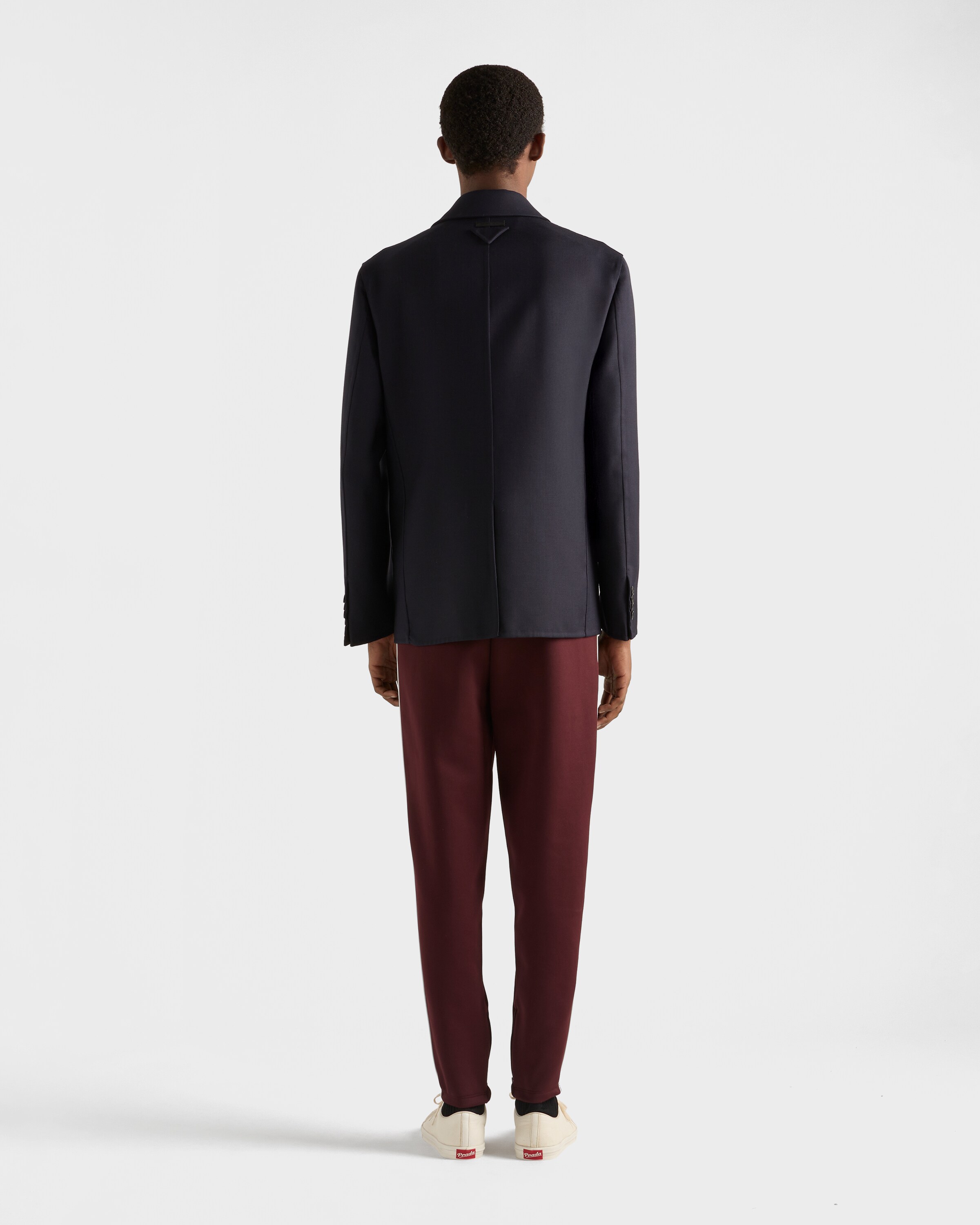 Blue Single-breasted wool blend jacket | PRADA