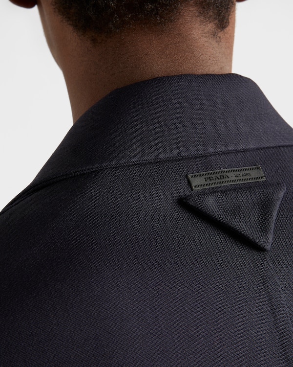 シングルブレスト ウールブレンド ジャケット - ネイビー シングルブレスト ウールブレンド ジャケット - ネイビー