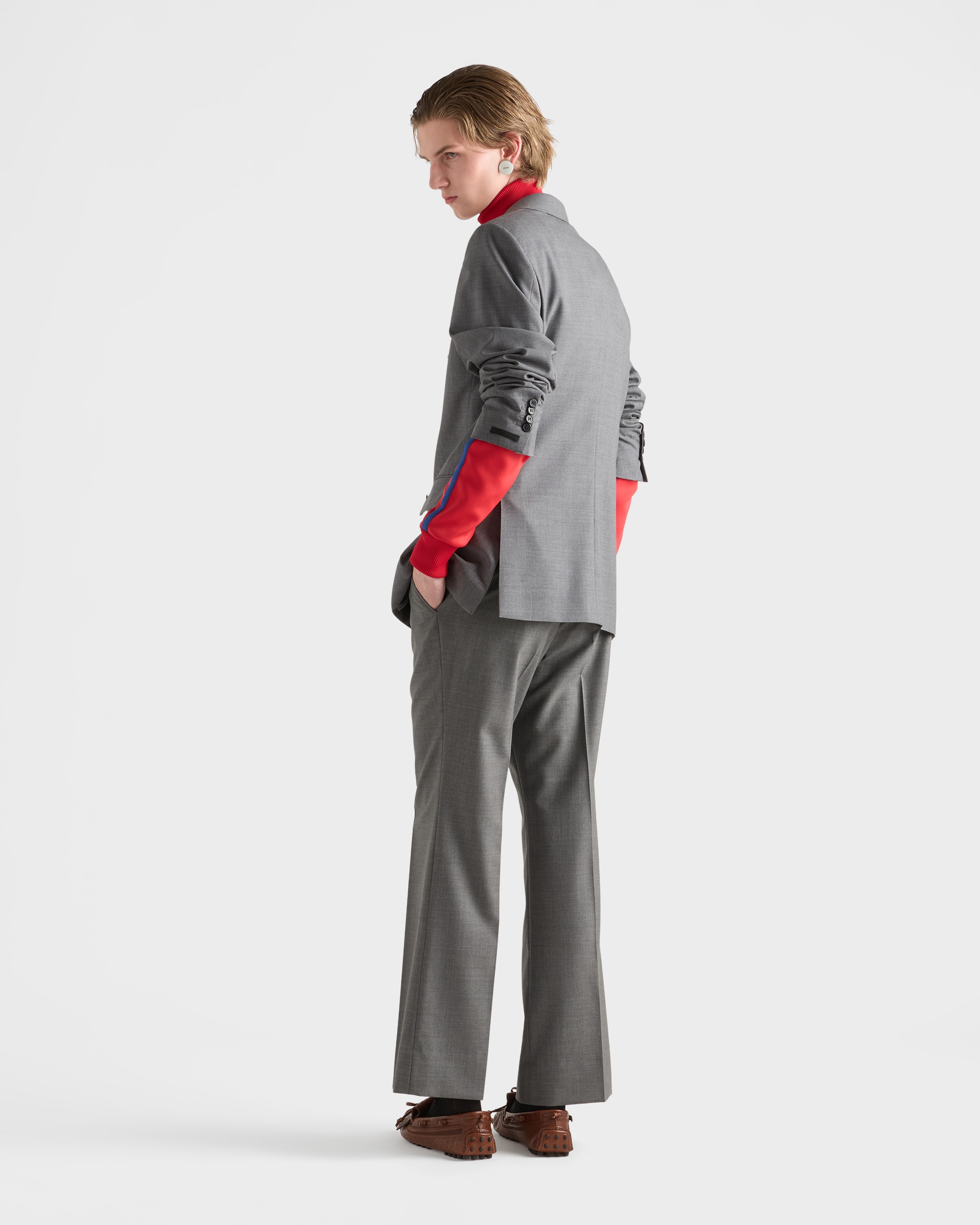 グレー ダブルブレスト ウール ジャケット | PRADA