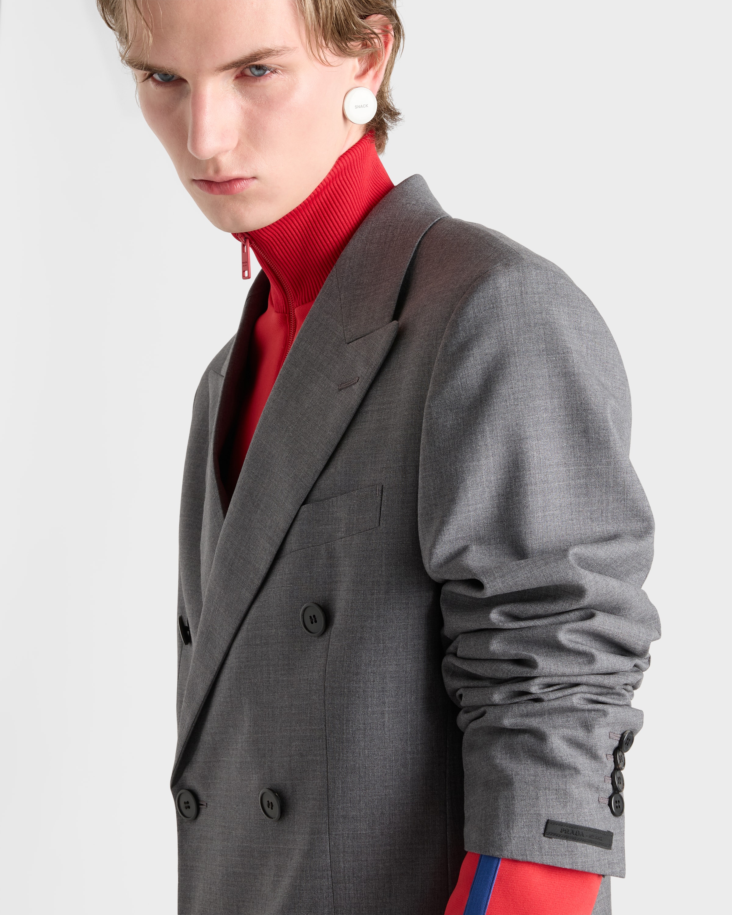 グレー ダブルブレスト ウール ジャケット | PRADA