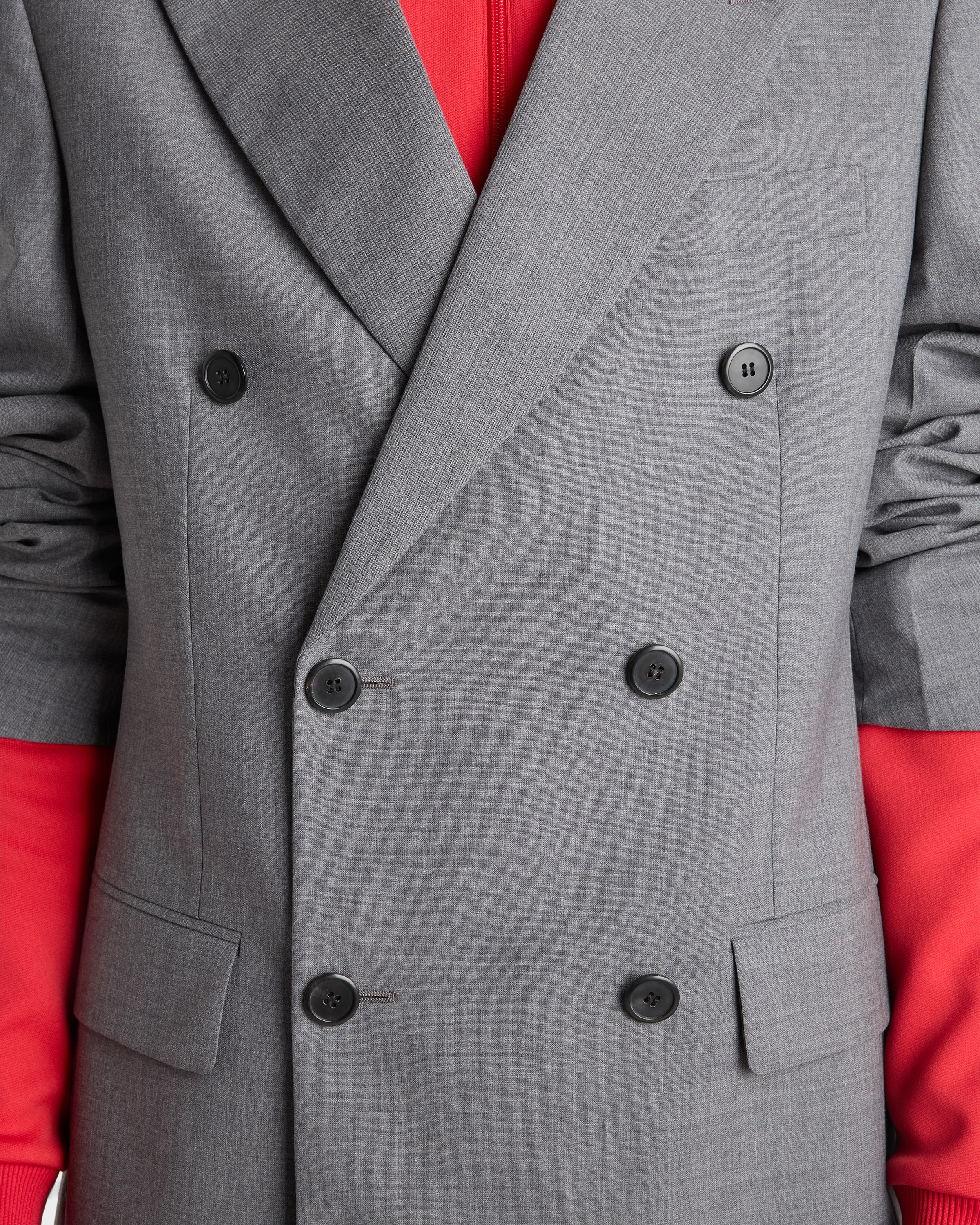 Grey Double-breasted wool jacket | PRADA - Japan