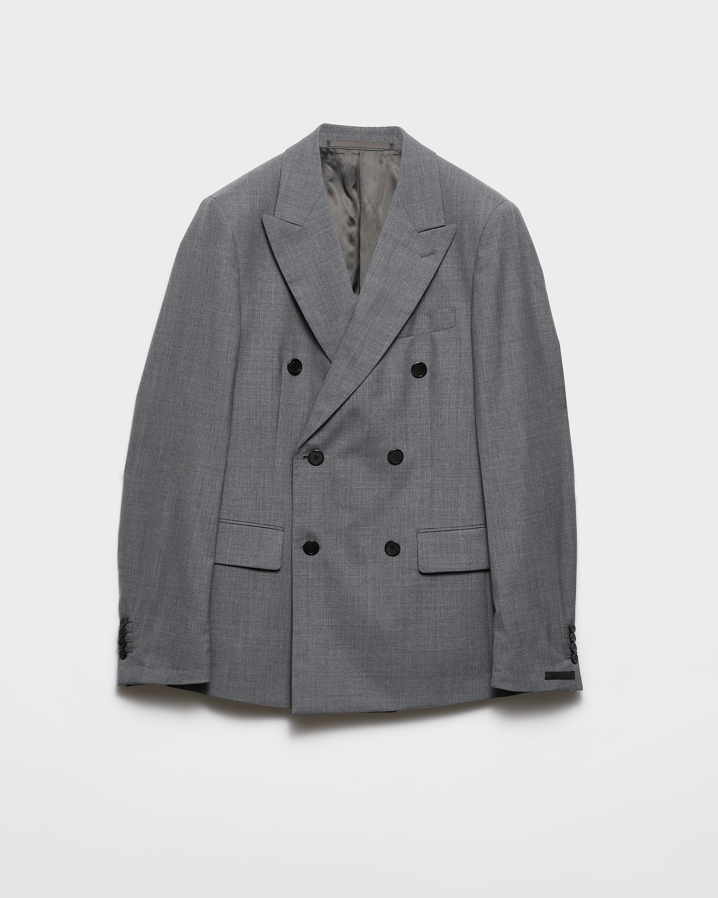 Prada Double-breasted Wool Jacket, Man, Grey, Size 54R