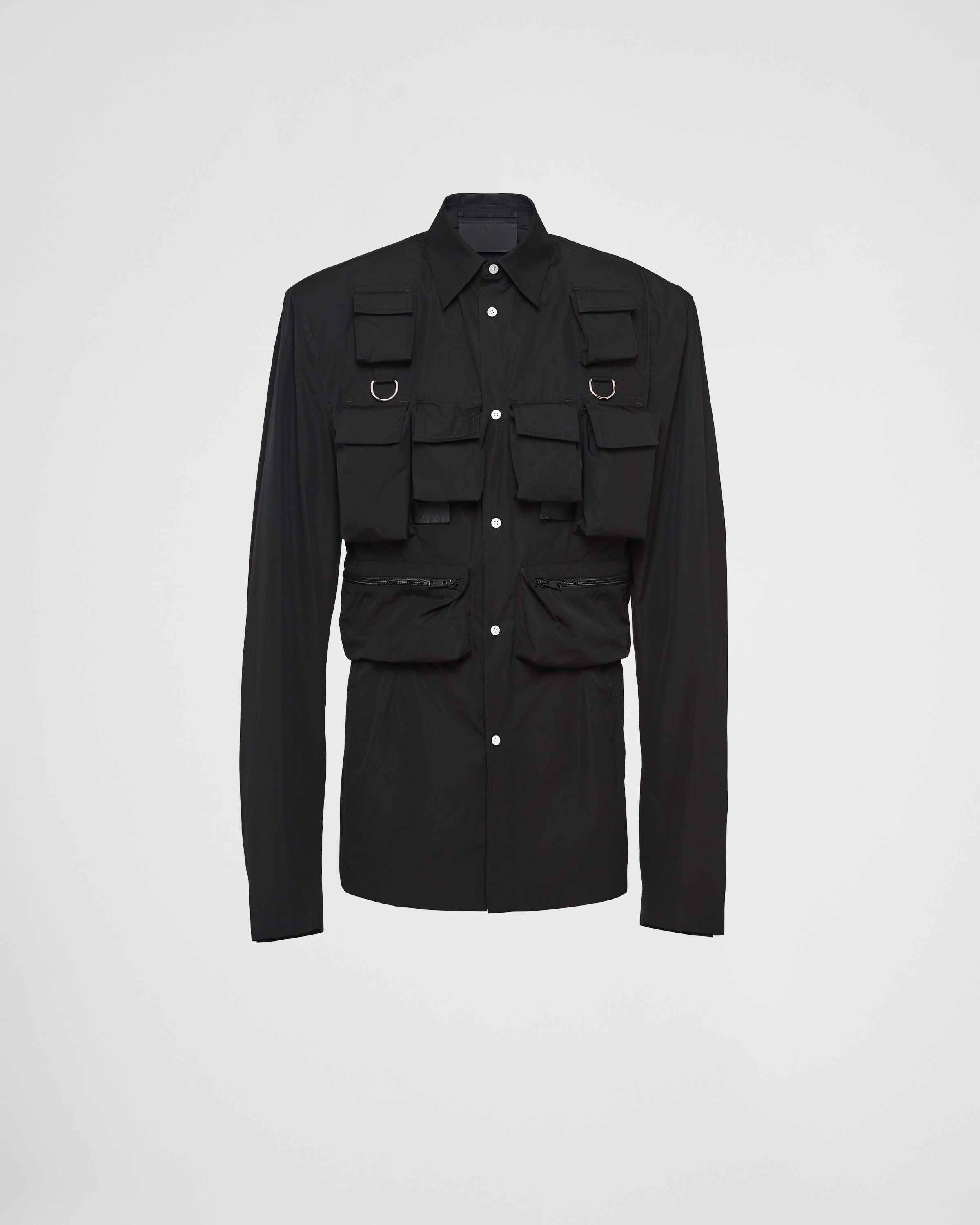 Shop Prada Single-breasted Cotton Jacket In Black