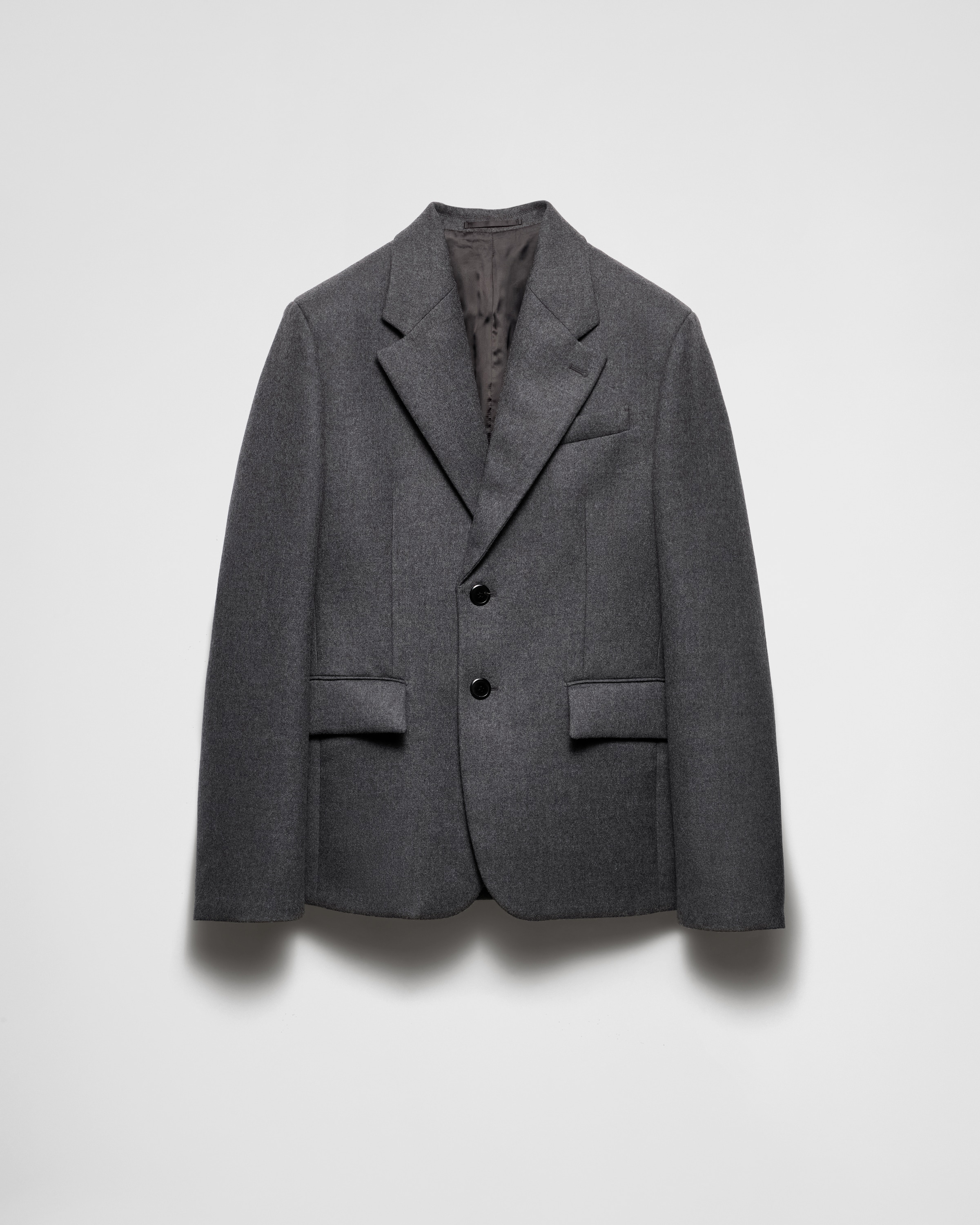 Grey Single breasted Wool Jacket PRADA
