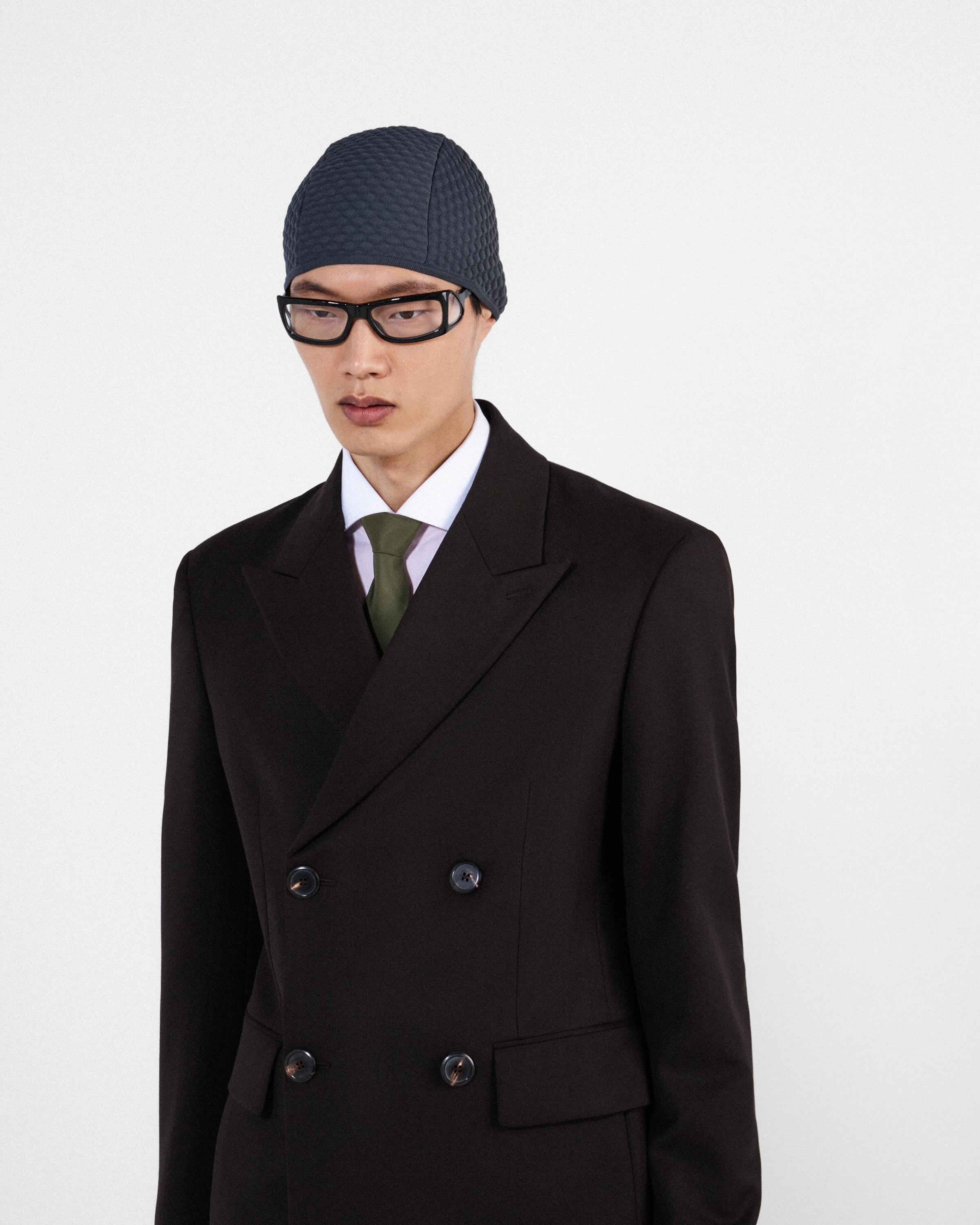 ダークブラウン ダブルブレスト ウール ジャケット | PRADA