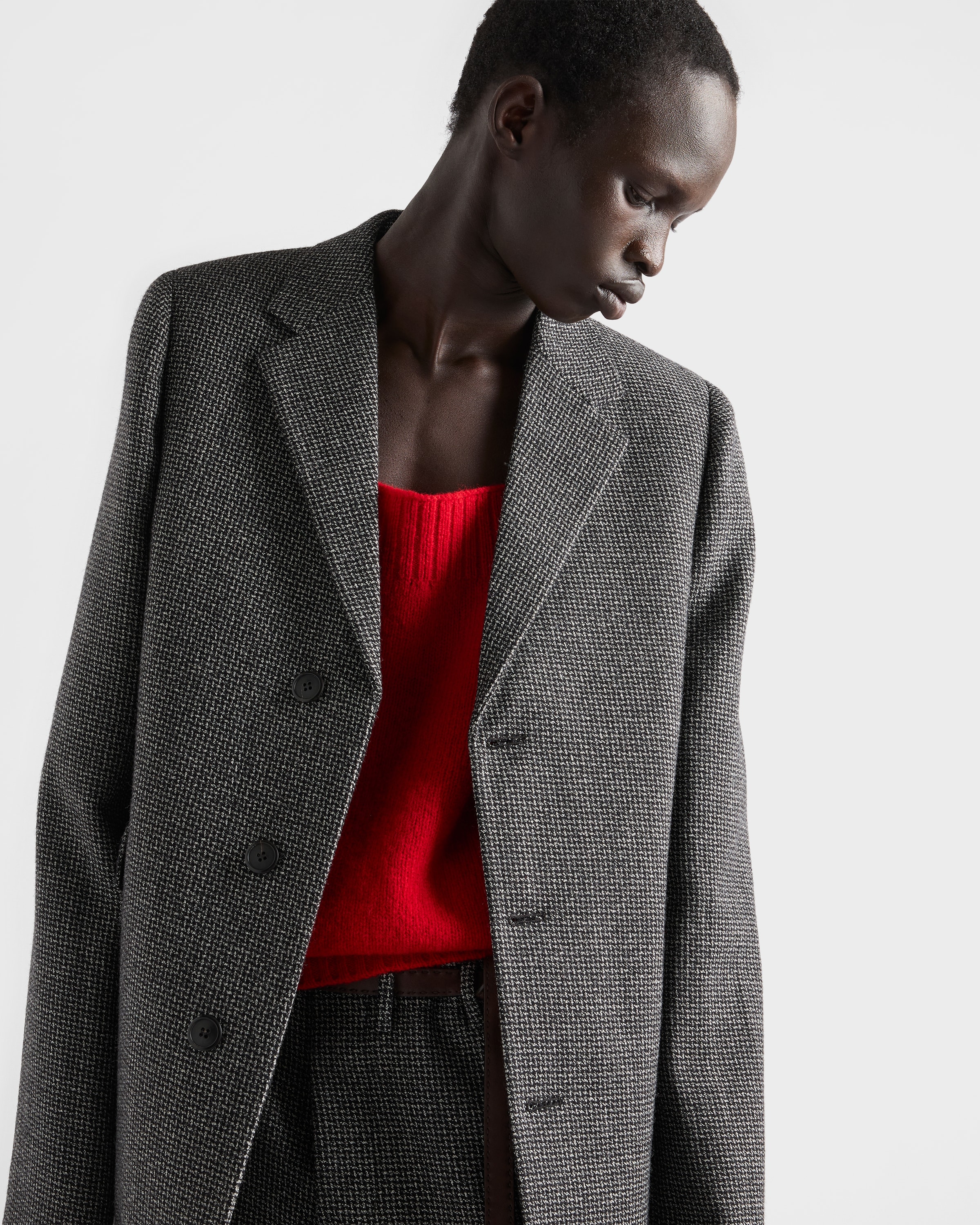 Slate Gray Single-breasted Wool Jacket | PRADA - United States
