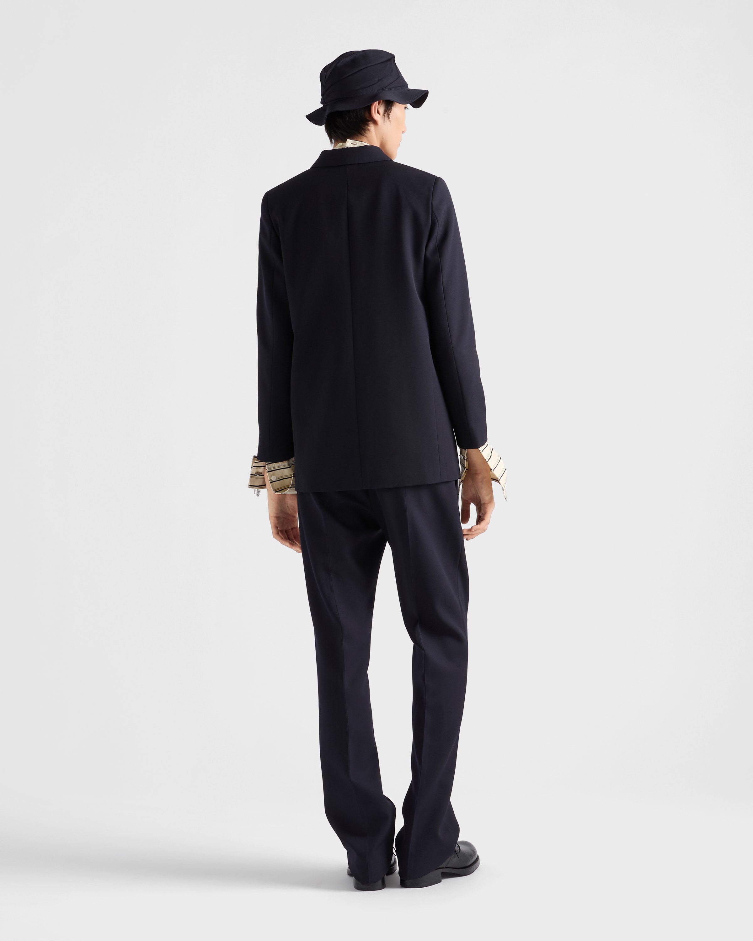 Navy Double-breasted Wool Jacket | PRADA - United States