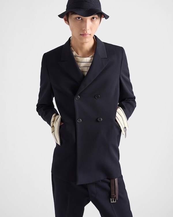 Veste croisée en laine - Bleu Veste croisée en laine - Bleu