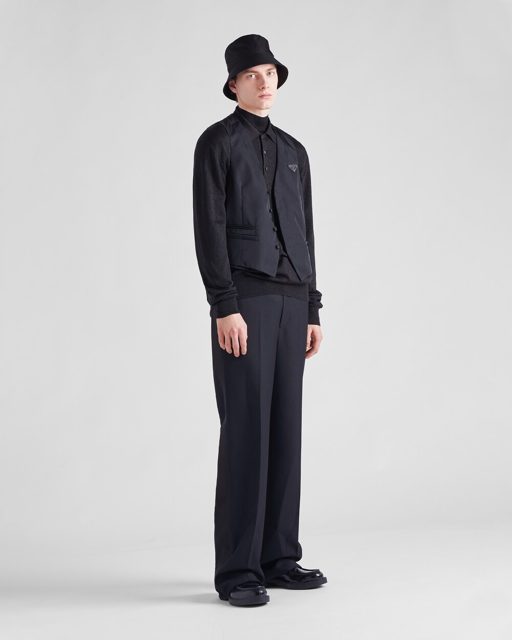 Black Single-breasted Re-Nylon vest | Prada