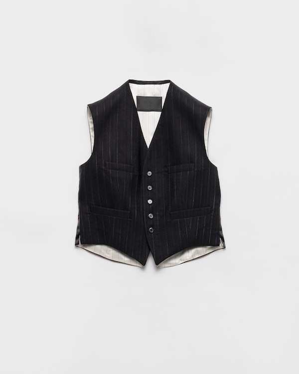 【関税&送料込】Fendi Black Mohair Blend Vest Black Single-breasted wool blend vest | PRADA