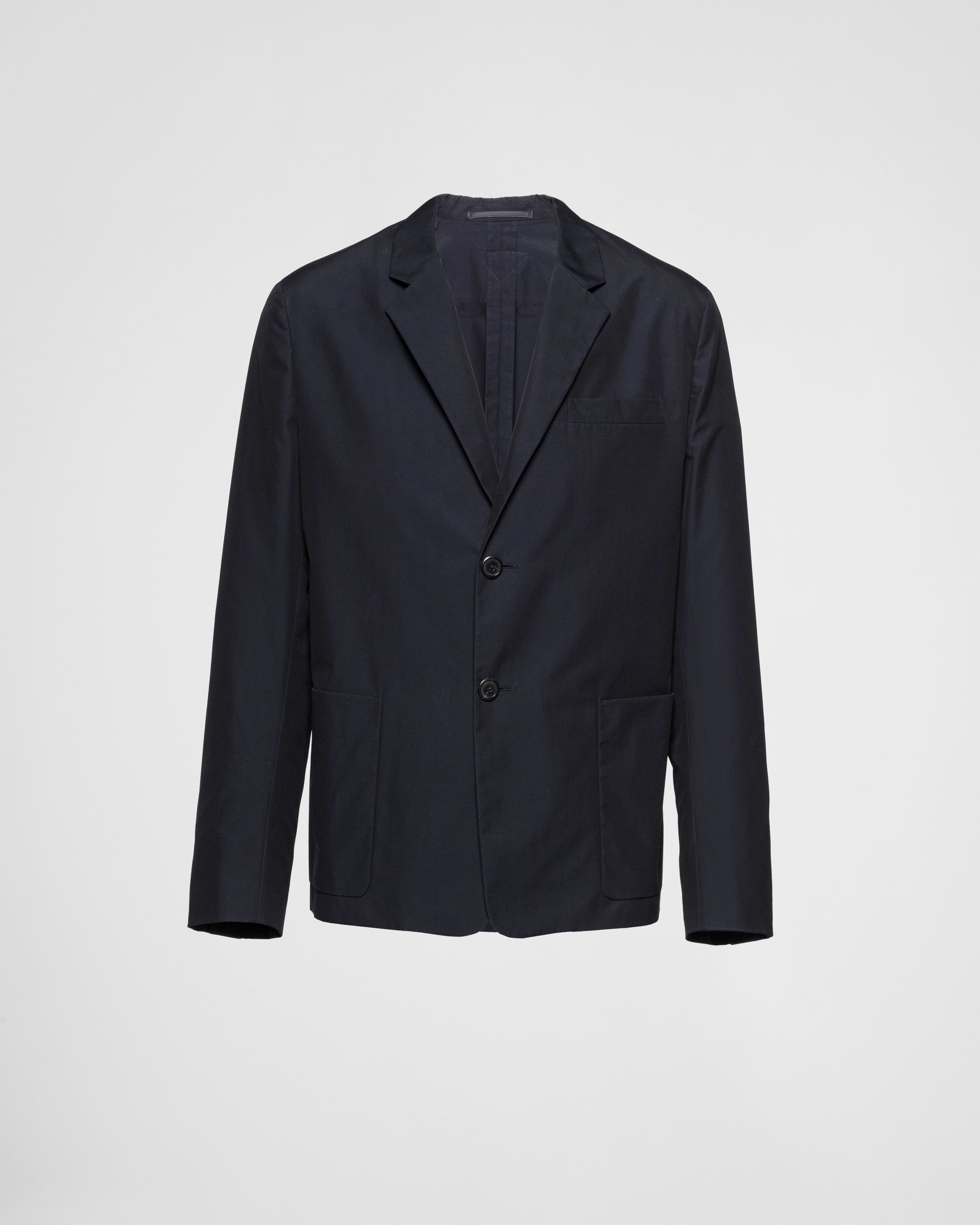 Navy Single-breasted cotton jacket | PRADA