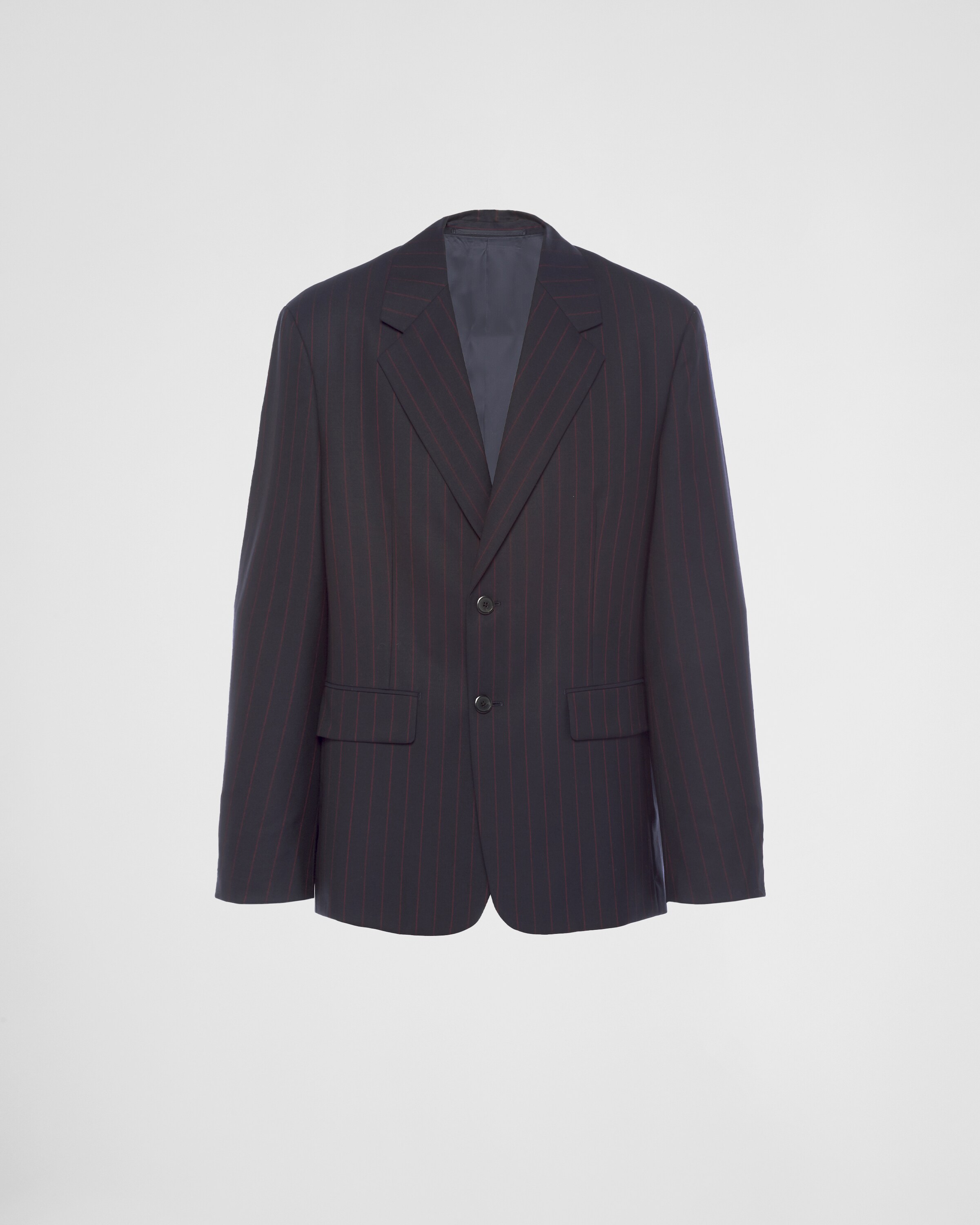 Navy Single-breasted pinstripe wool 