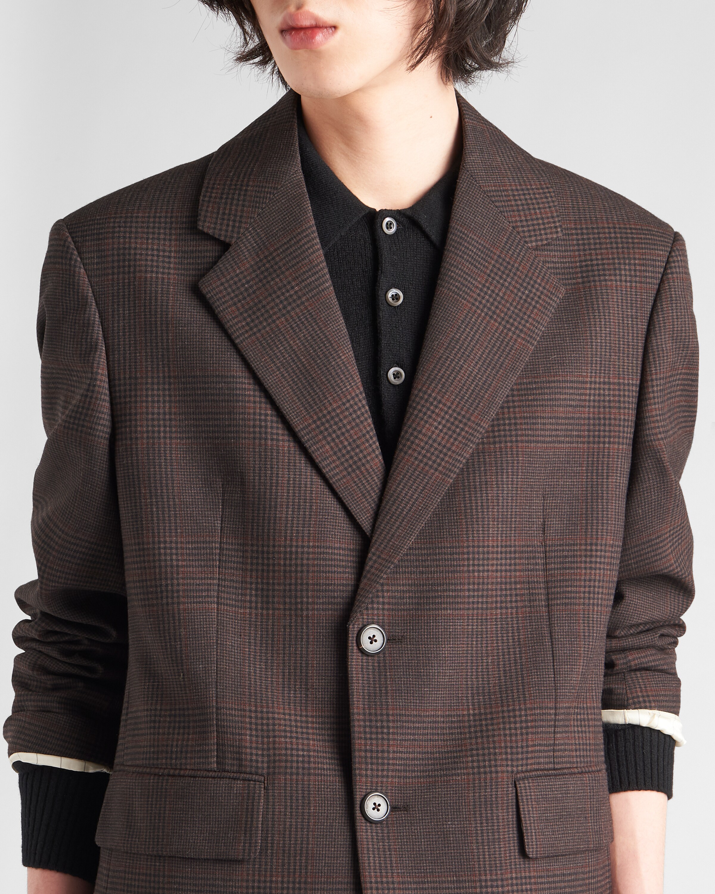Prada جاكيت بصف أزرار واحد بنقشة أمير ويلز 4