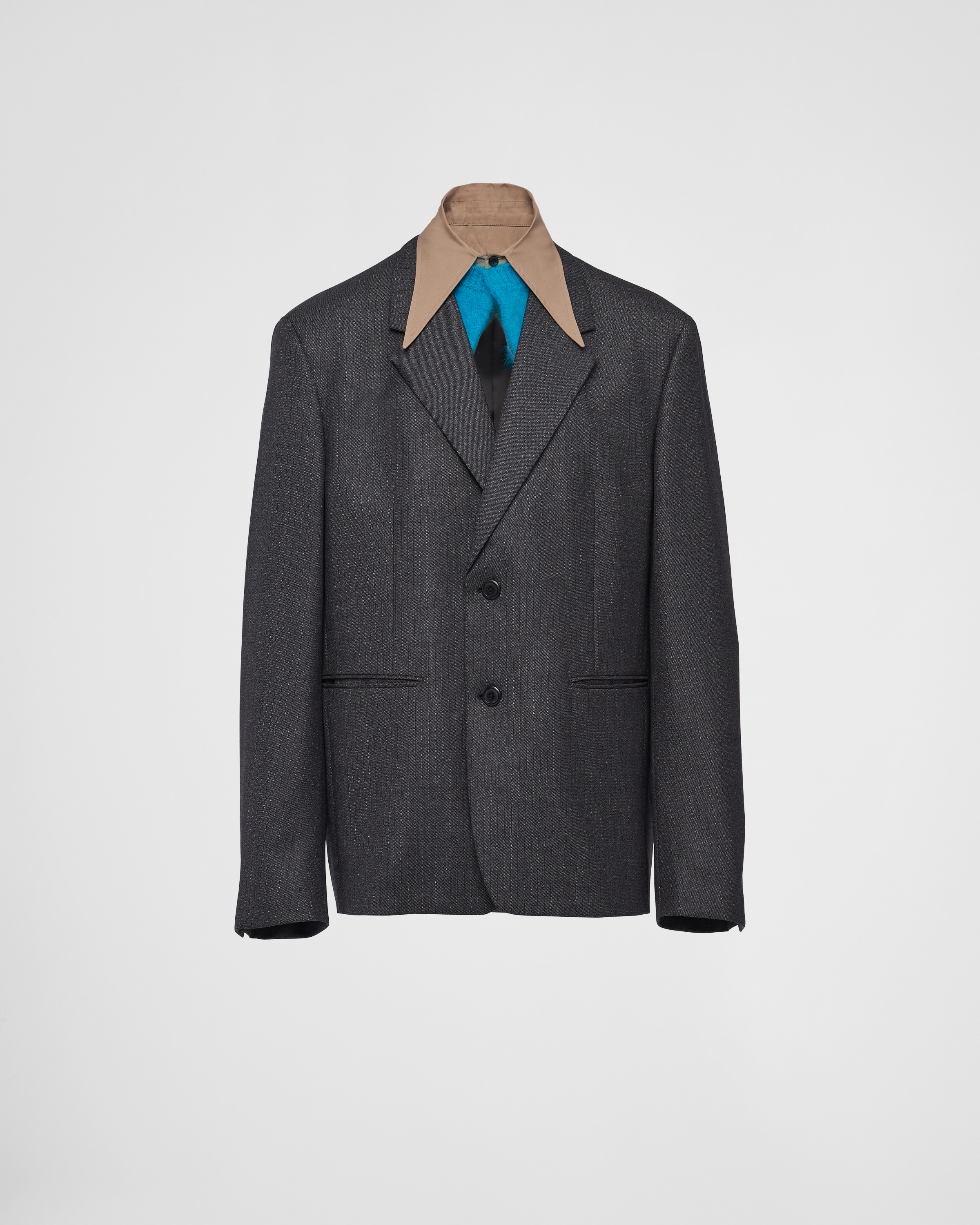 Shop Prada Single-breasted Wool Jacket With Collar