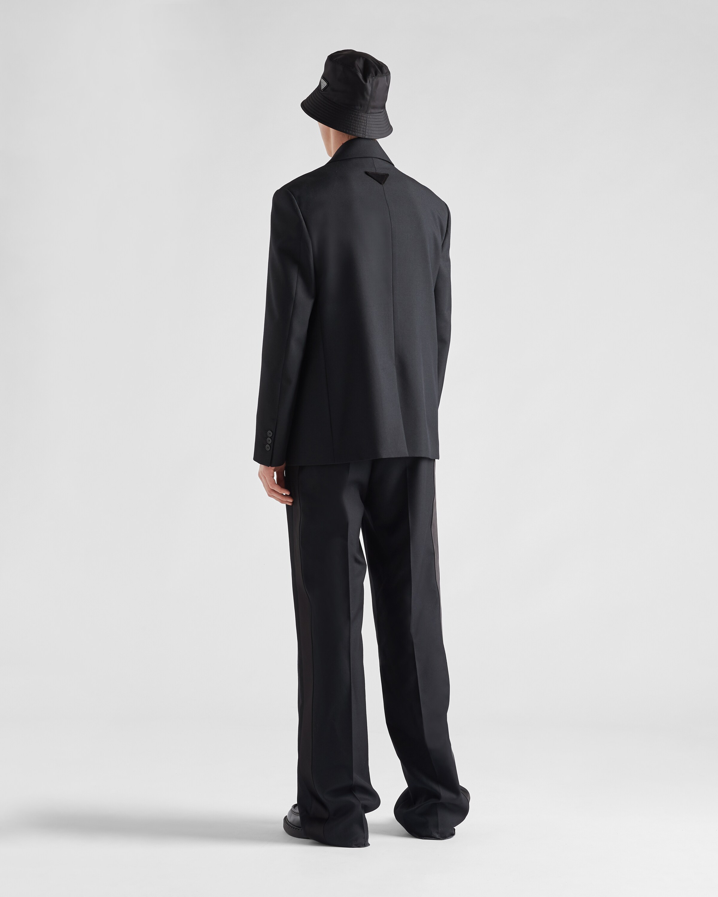 ブラック ウールブレンド シングルブレストジャケット | PRADA