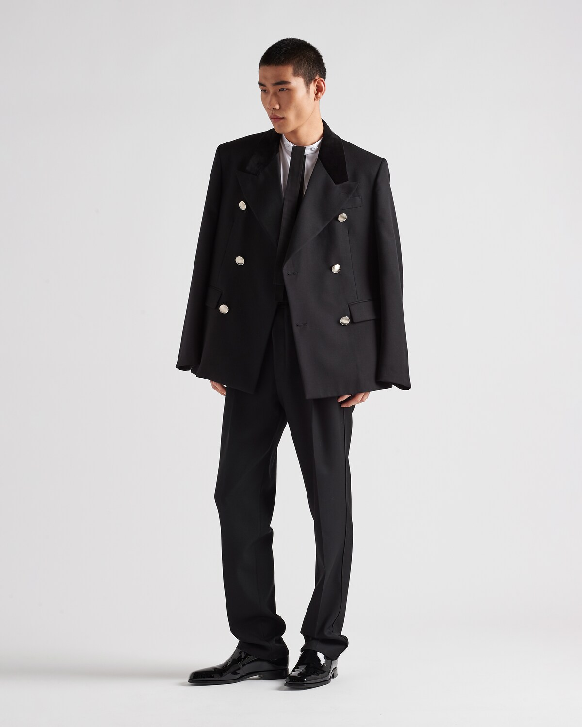 10681 Black-Mustard Double-Breasted Plaid Jacket