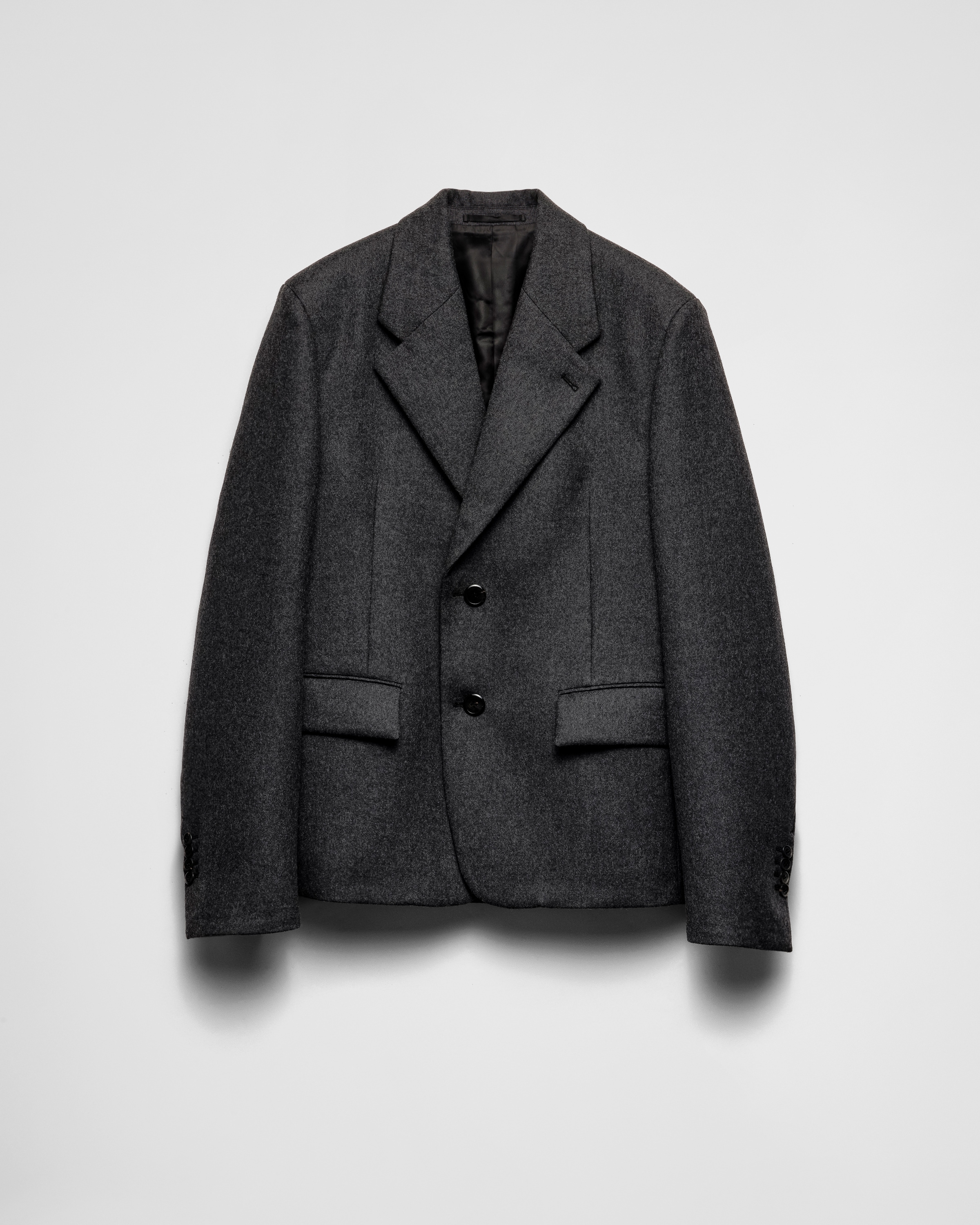 完璧主義 グレー シングルブレスト ウール ジャケット | PRADA ジャケット・アウター