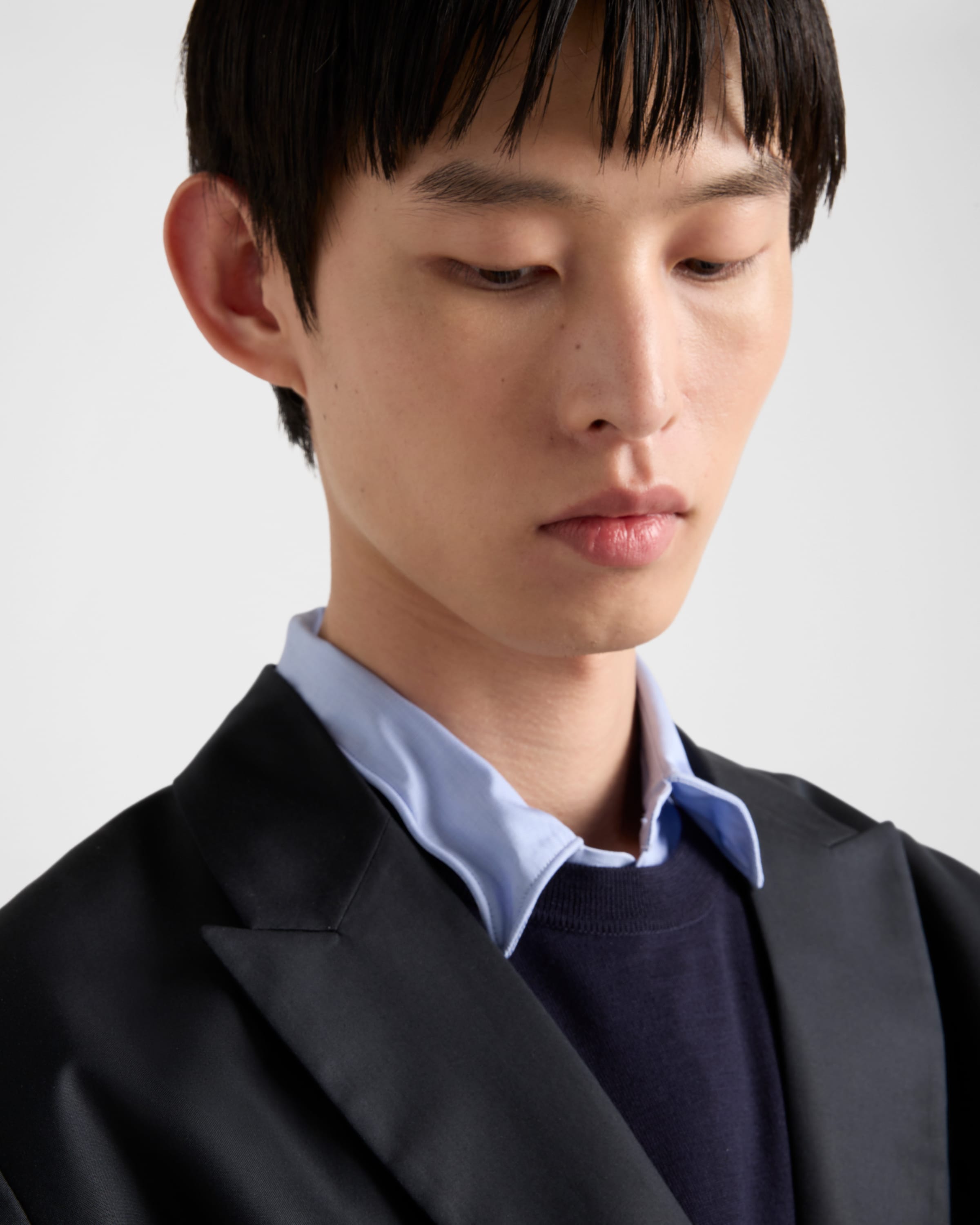 ブラック ダブルブレスト シルク ジャケット | PRADA