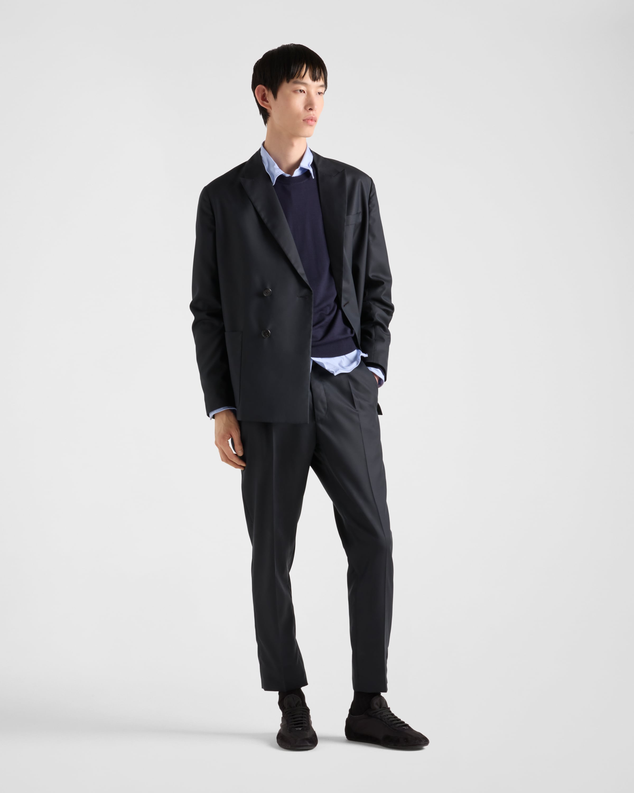 Black Double-breasted Silk Jacket | PRADA