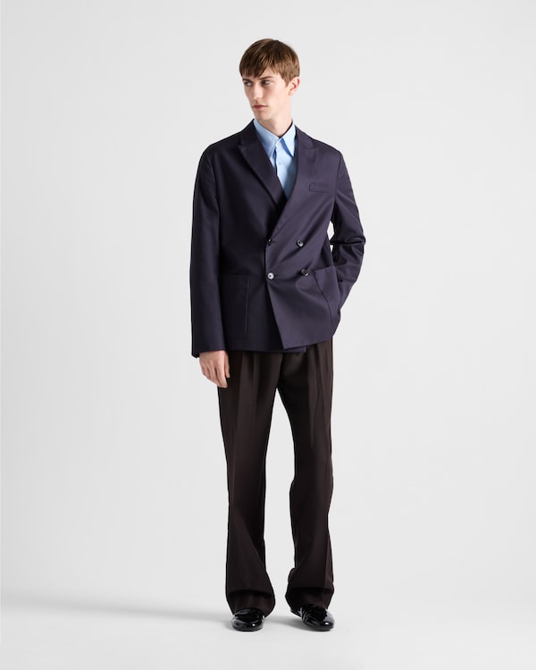 ダブルブレスト コットン ジャケット - ネイビー ダブルブレスト コットン ジャケット - ネイビー