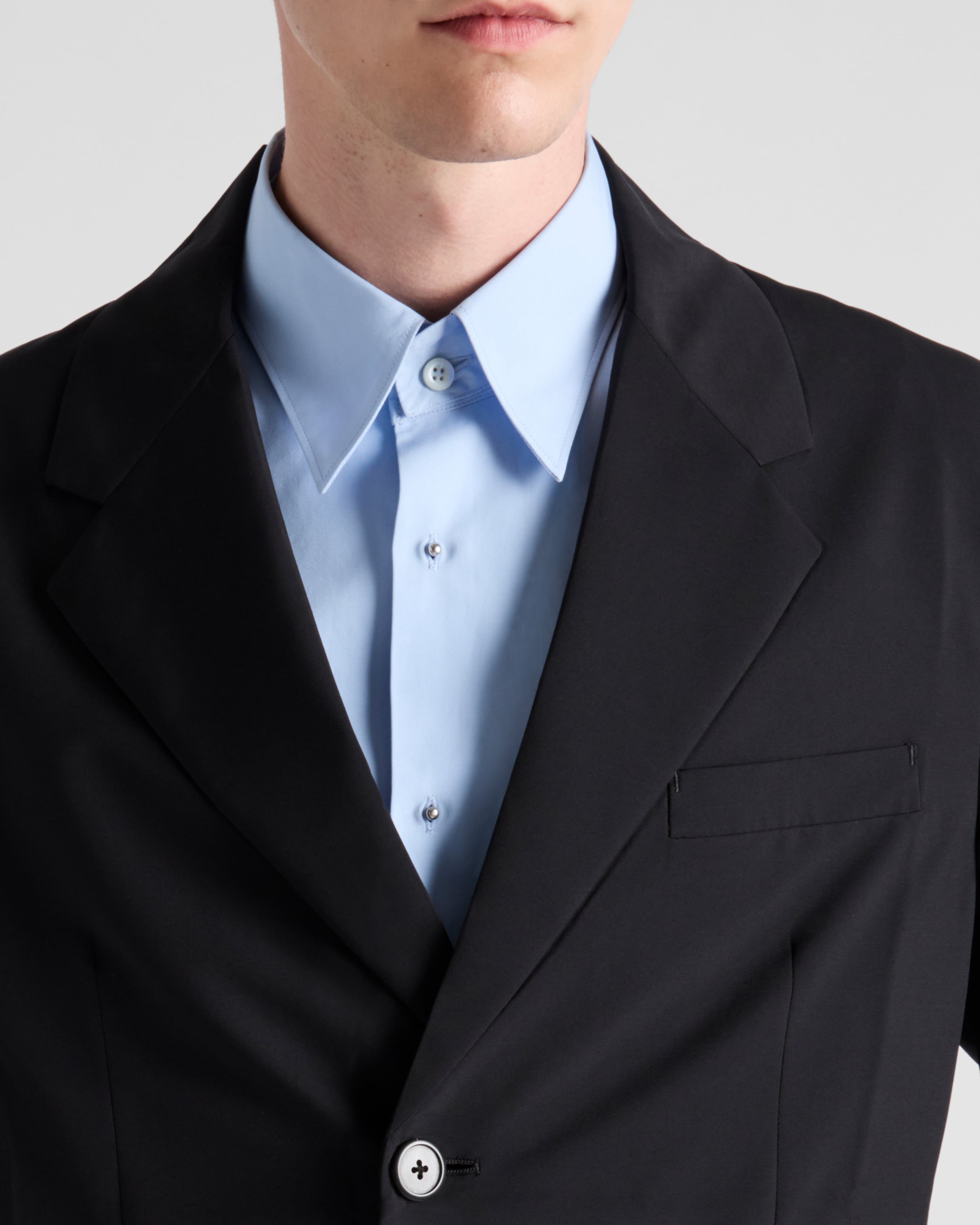 PRADA EINREIHIGE JACKE AUS WOLLGEMISCH