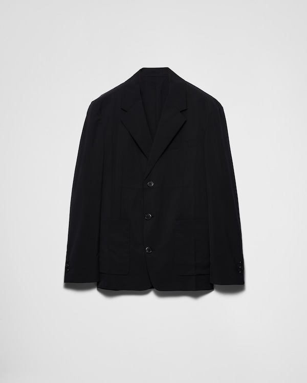 ダークブラウン ダブルブレスト ウール ジャケット | PRADA