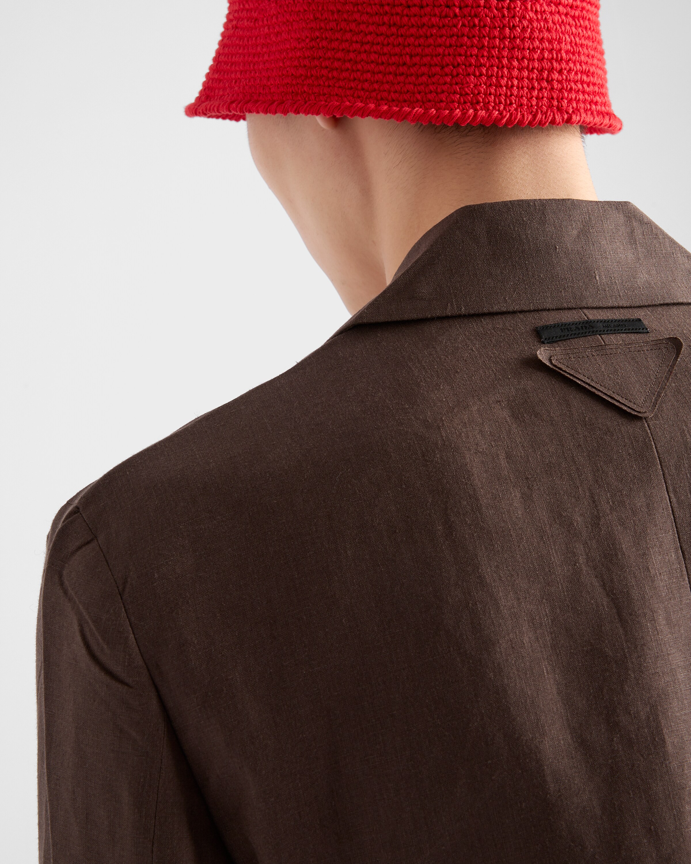 エボニーブラウン シングルブレストリネンジャケット | PRADA