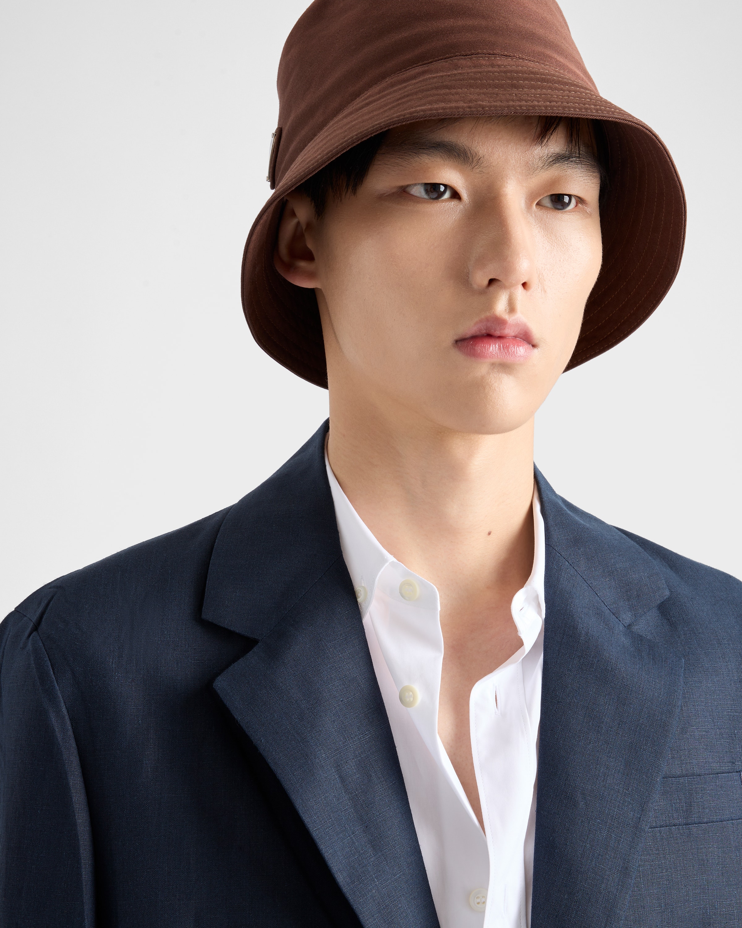 ネイビー シングルブレストリネンジャケット | PRADA