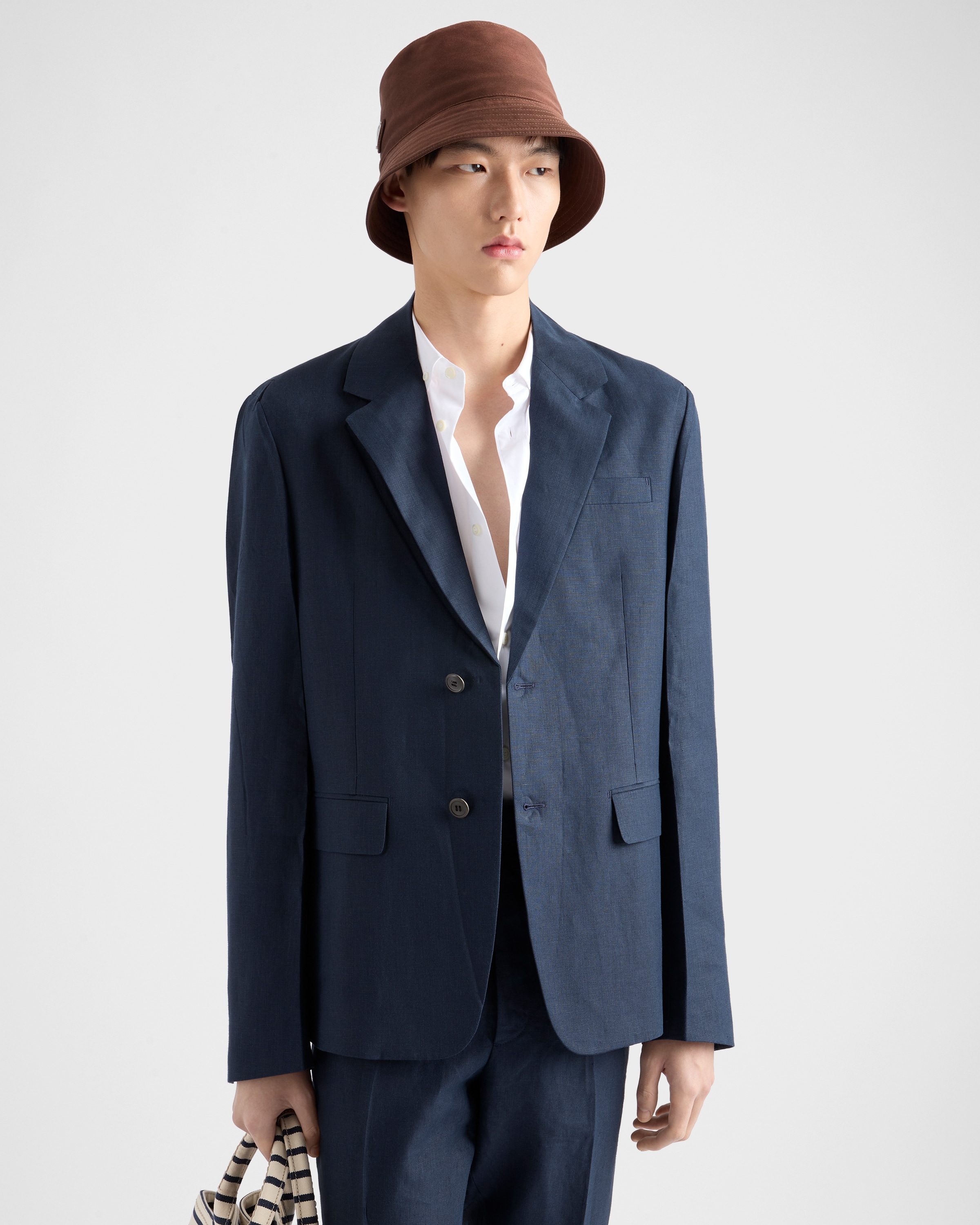 PRADA リネン テーラードジャケット　サイズ52 希少サイズ】PRADA プラダ テーラードジャケット リネン 52 2XL