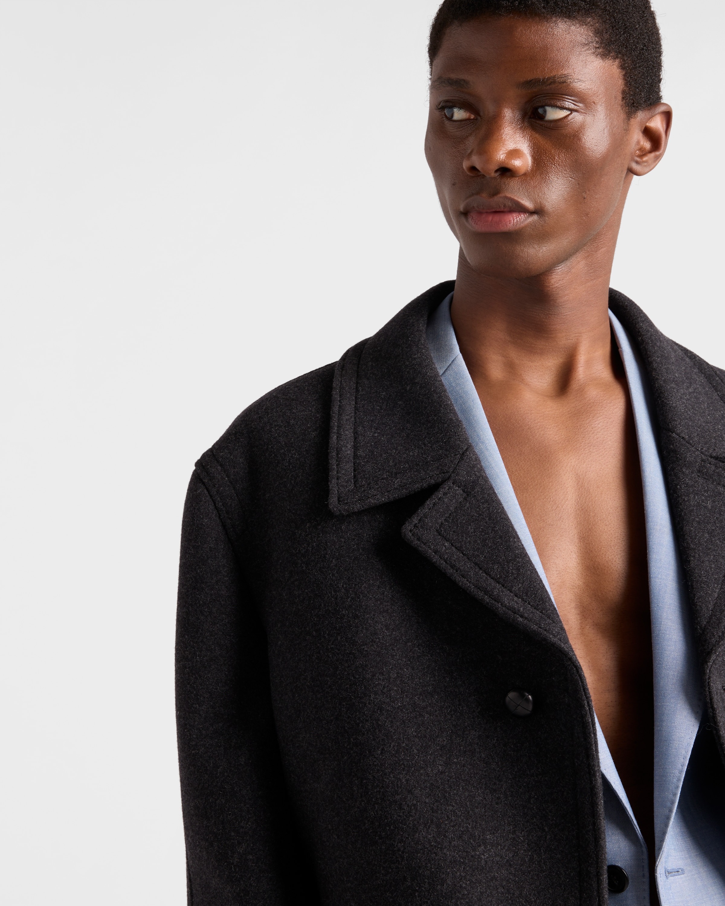 Aviation Blue Single-breasted wool and mohair jacket | PRADA