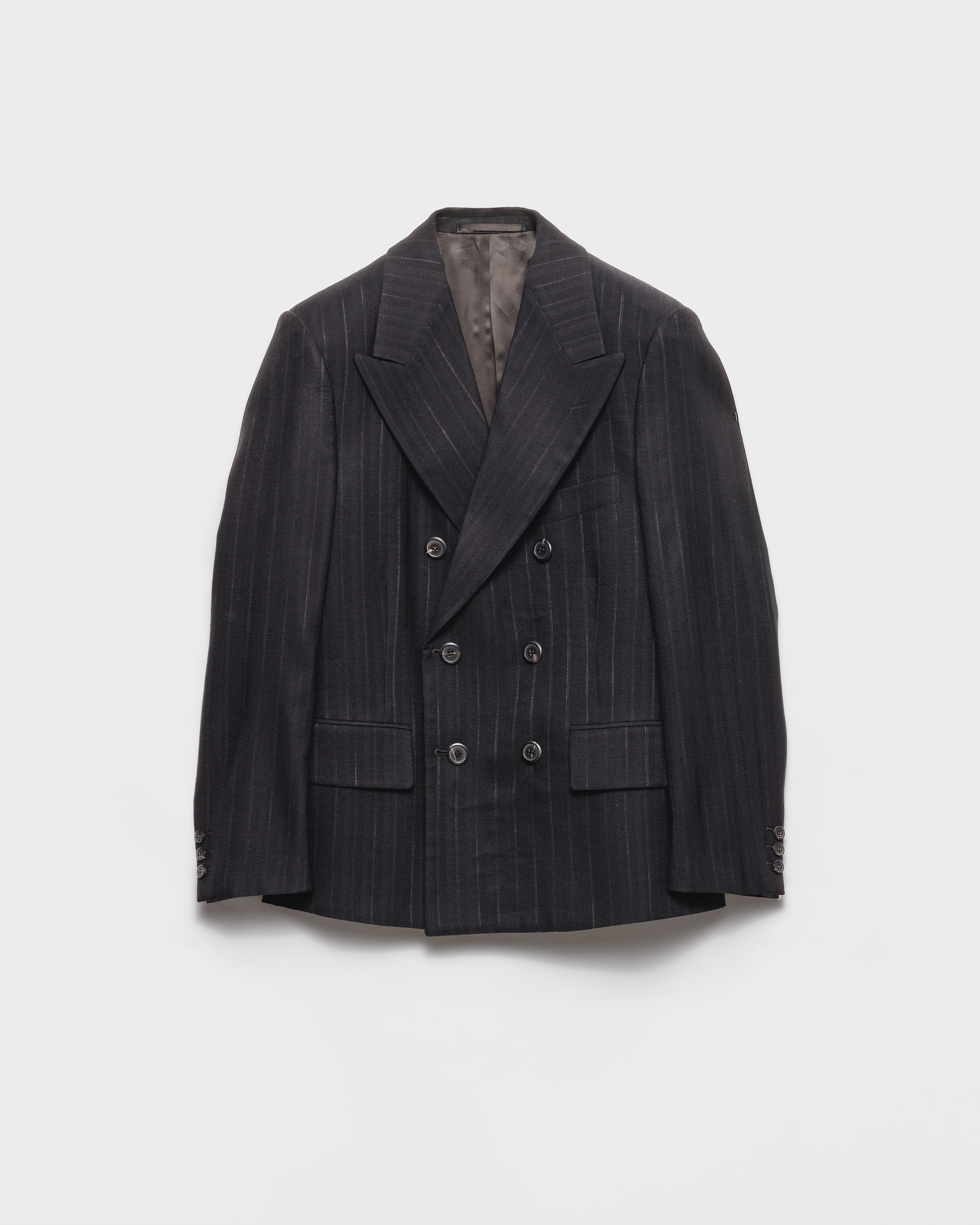 Prada Double-breasted Wool Blend Jacket In Black