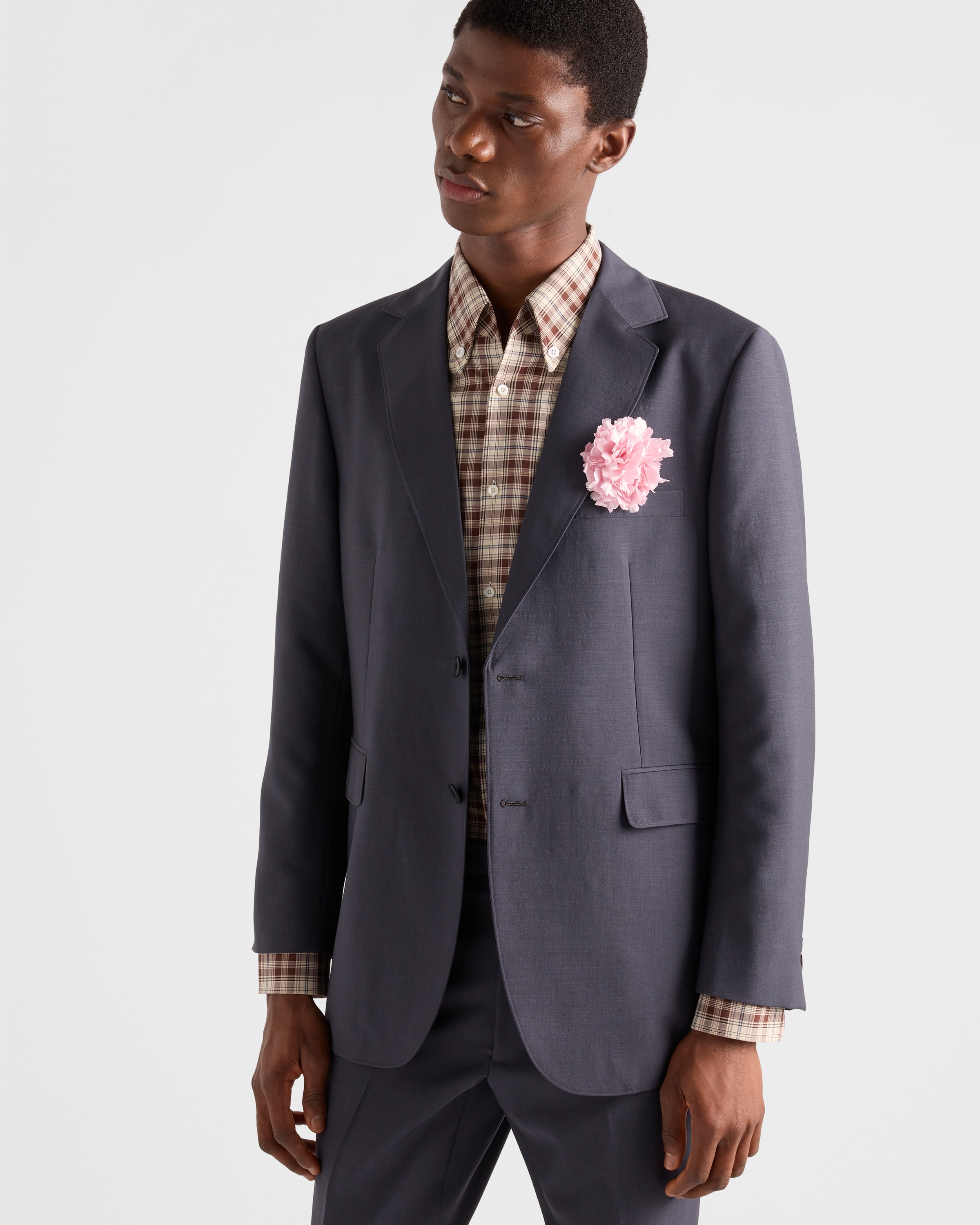 Prada Single-breasted Wool And Mohair Jacket In Gray