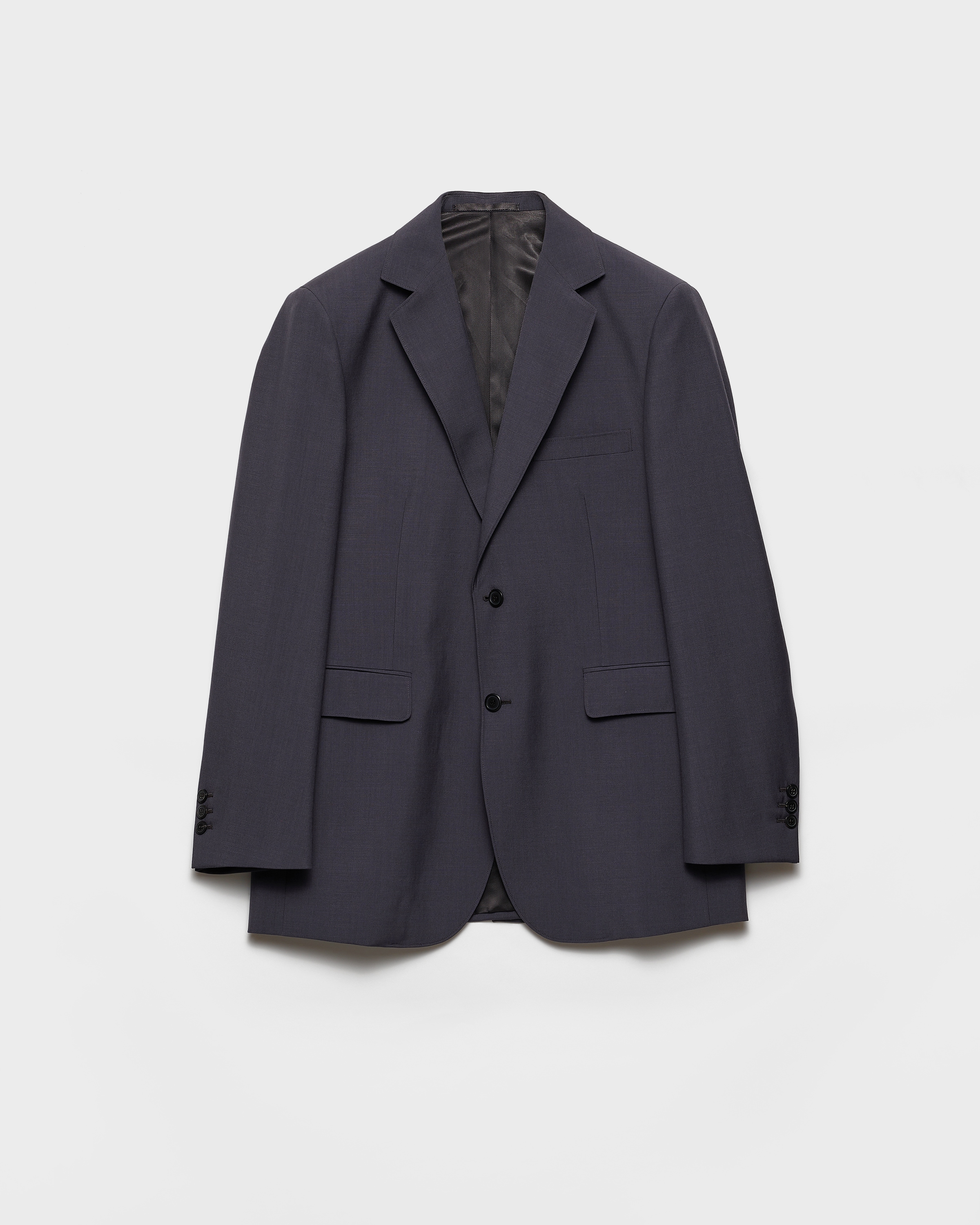 Prada Single-breasted Wool And Mohair Jacket In Gray