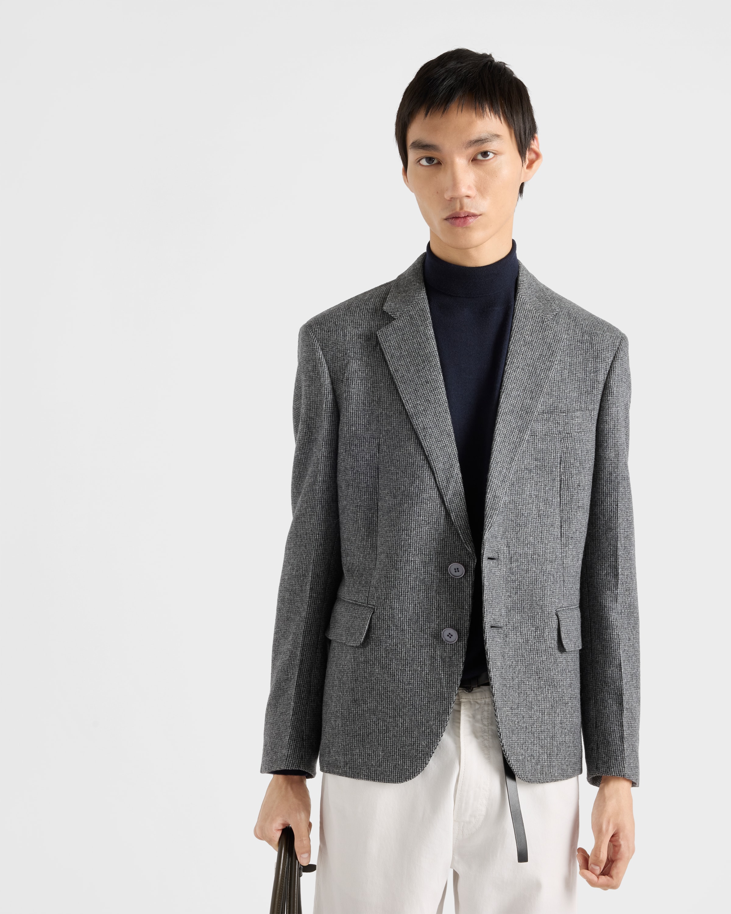 Slate Gray Single-breasted Wool Jacket | PRADA