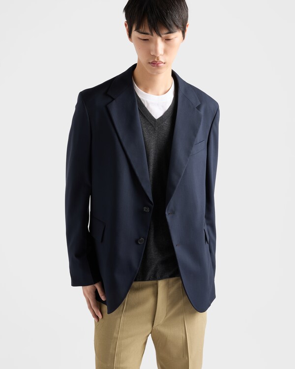 シングルブレスト カシミヤ ジャケット - ネイビー シングルブレスト カシミヤ ジャケット - ネイビー