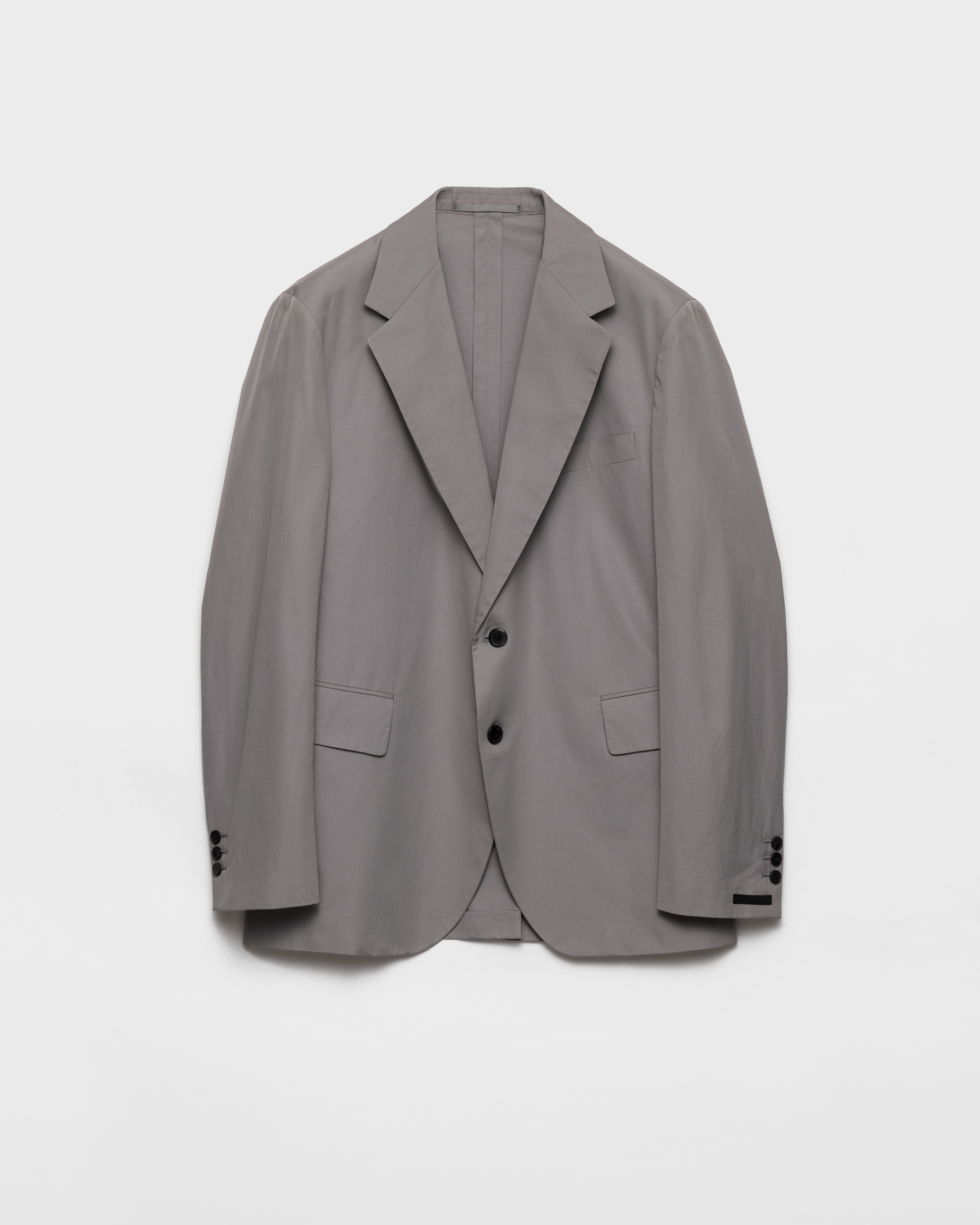 スチールグレー シングルブレスト コットン ジャケット | PRADA - 日本