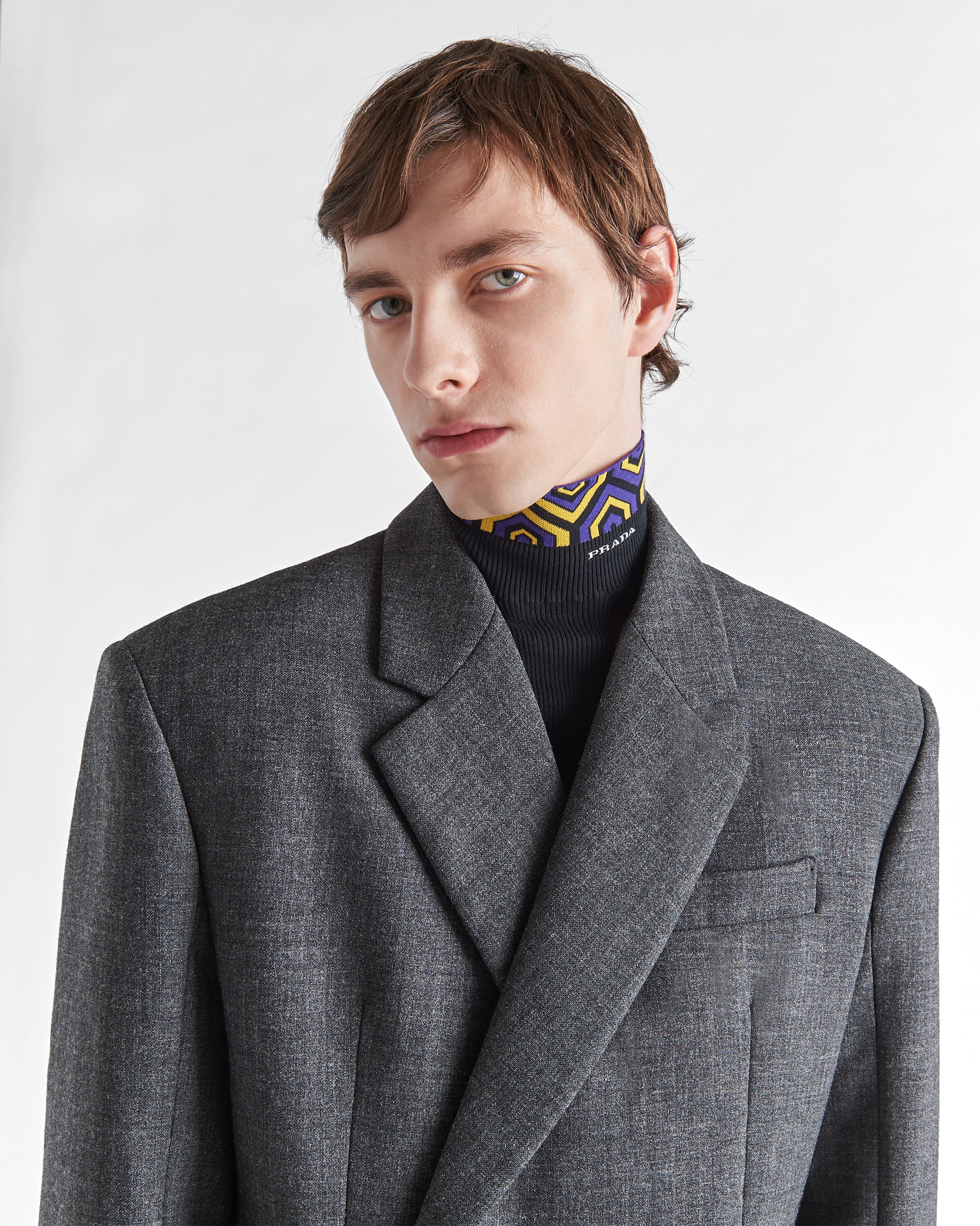 Slate Gray Double-breasted wool jacket 