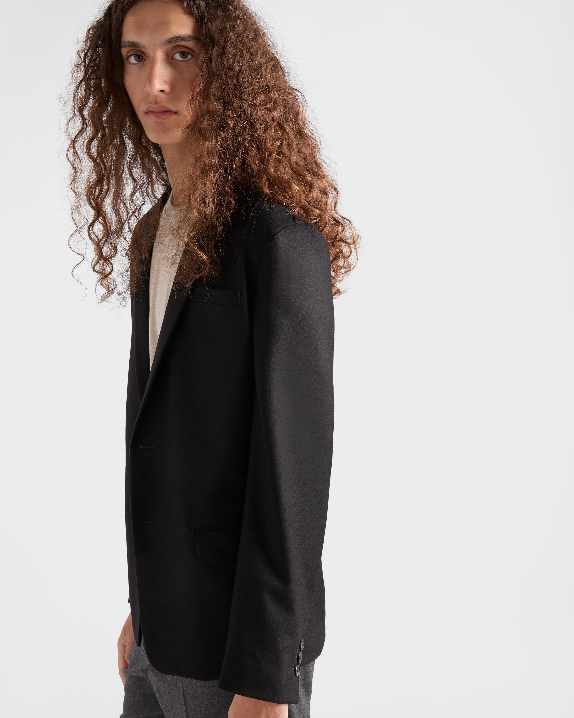Single-breasted wool blend jacket