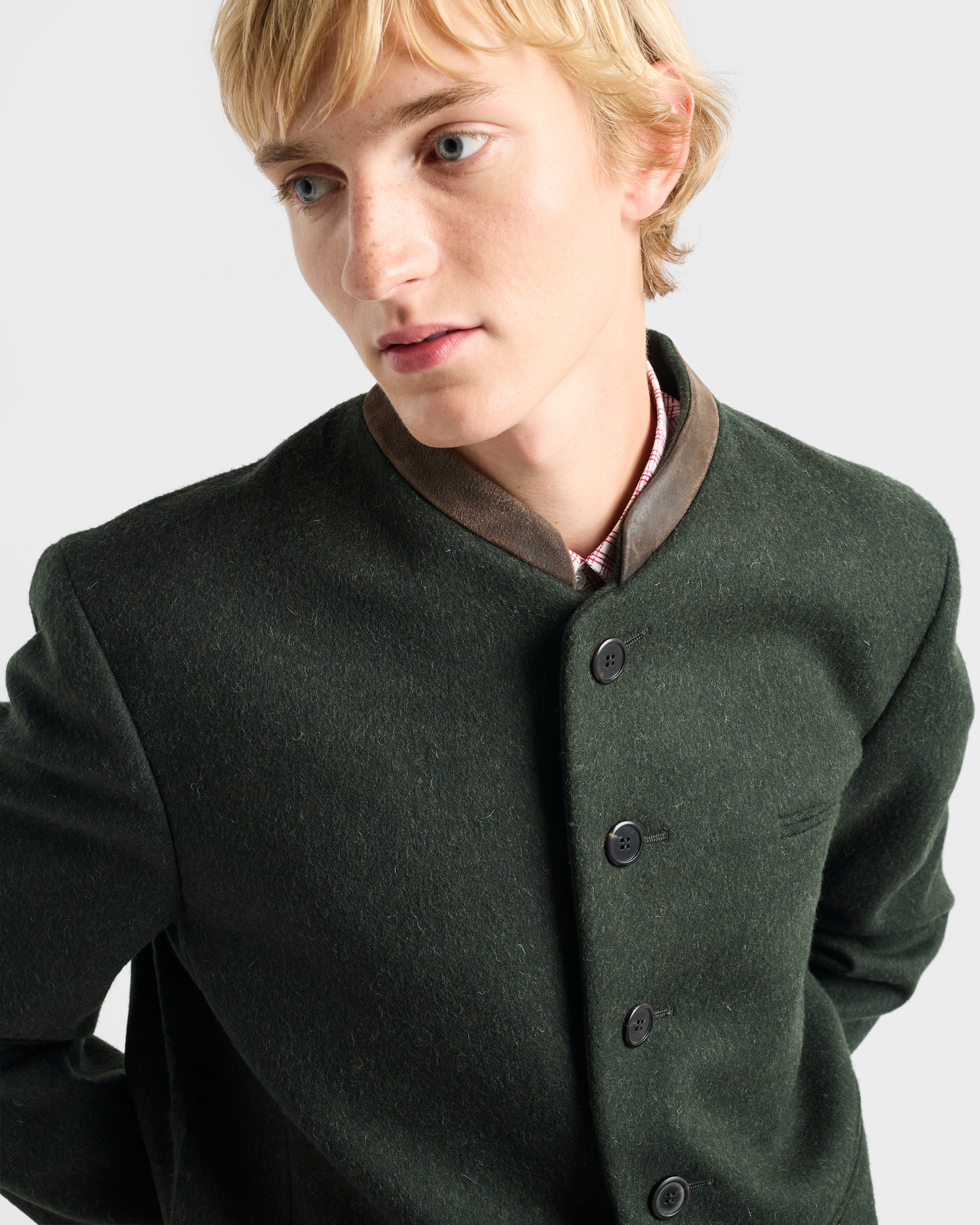 Loden Green Single-breasted Wool Jacket | PRADA