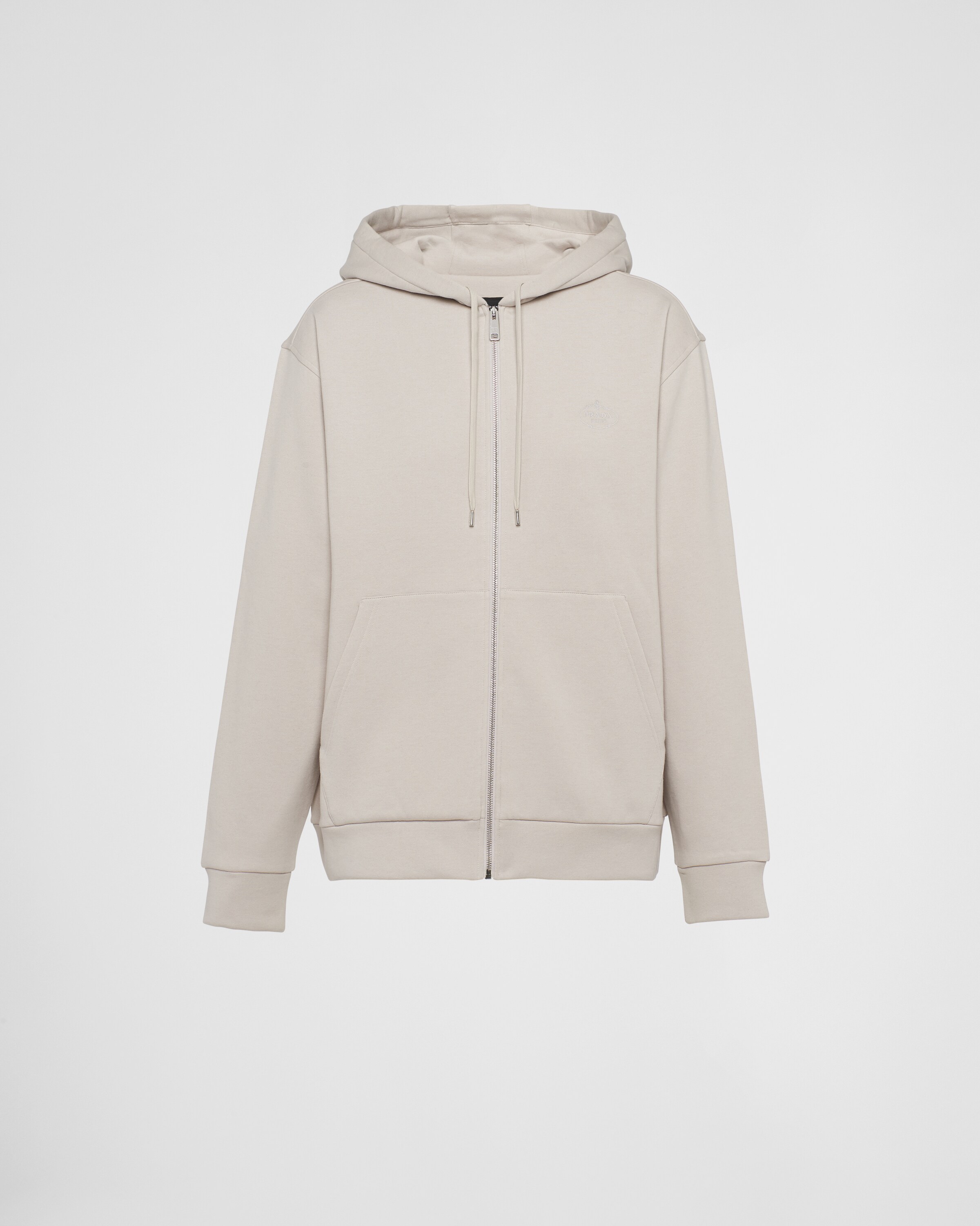 Chalk White Cotton And Cashmere Hoodie | PRADA Chalk White Cotton And Cashmere Hoodie | PRADA