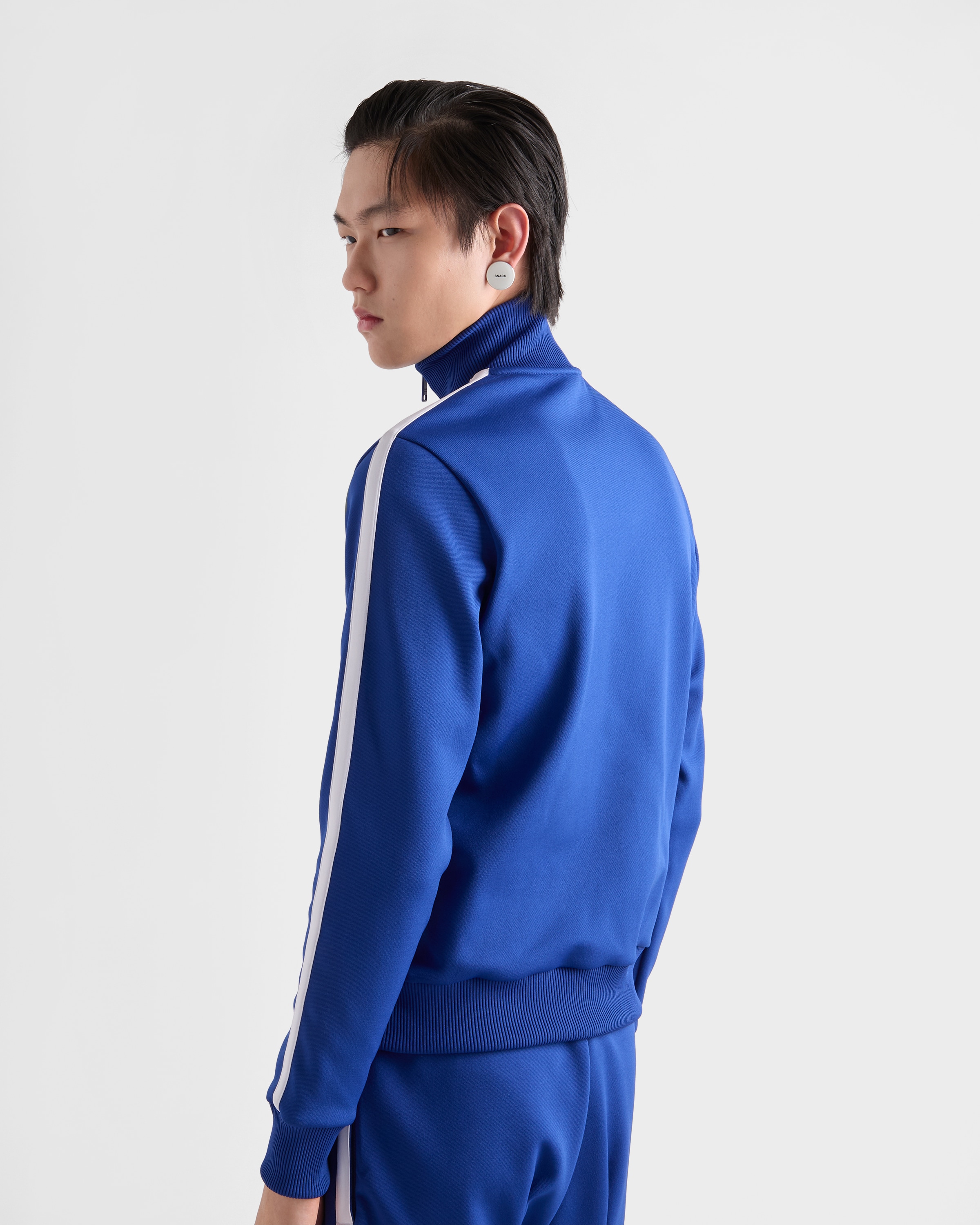 Cornflower Blue/White Technical fabric blouson jacket | PRADA