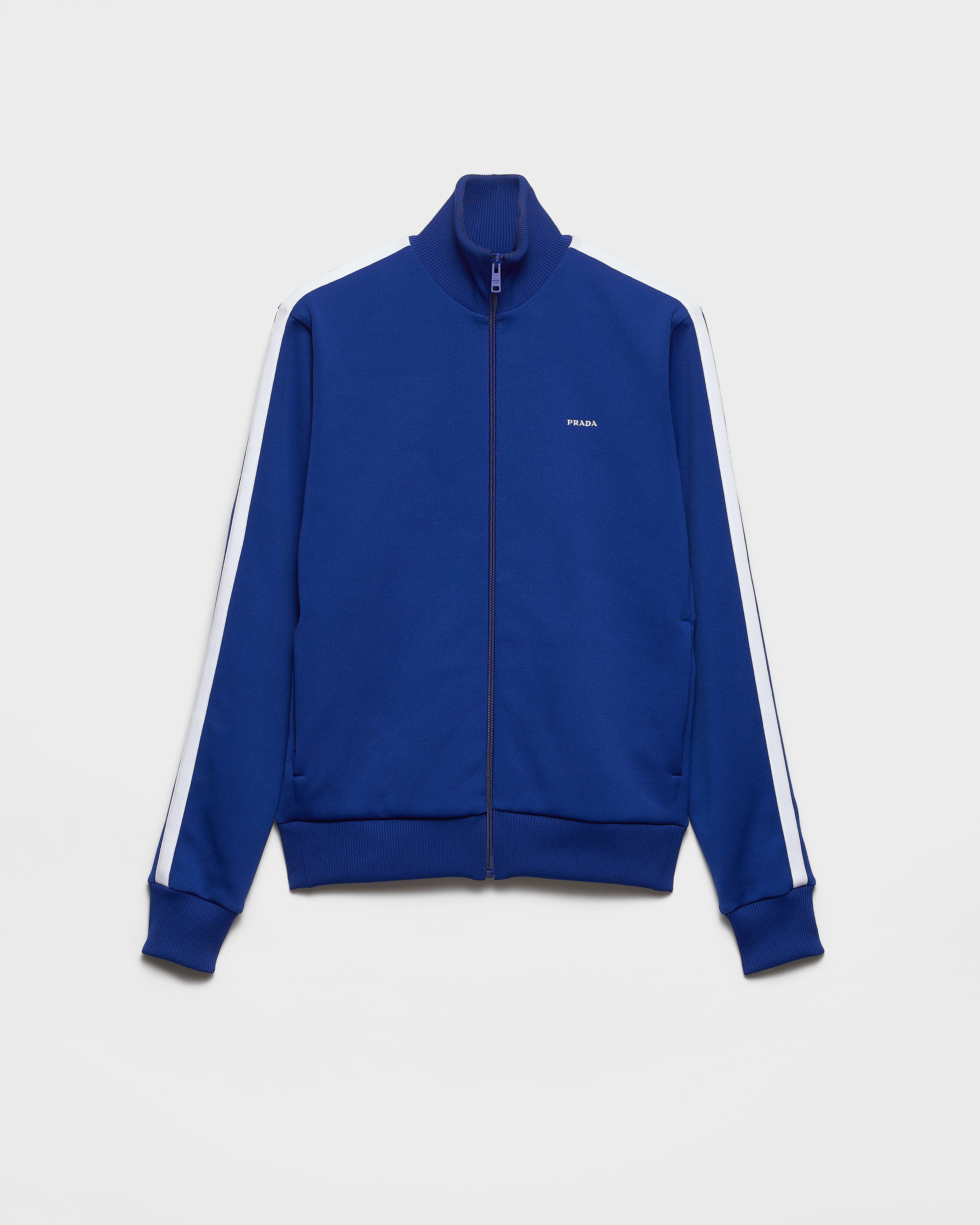 Cornflower Blue/White Technical fabric blouson jacket | PRADA
