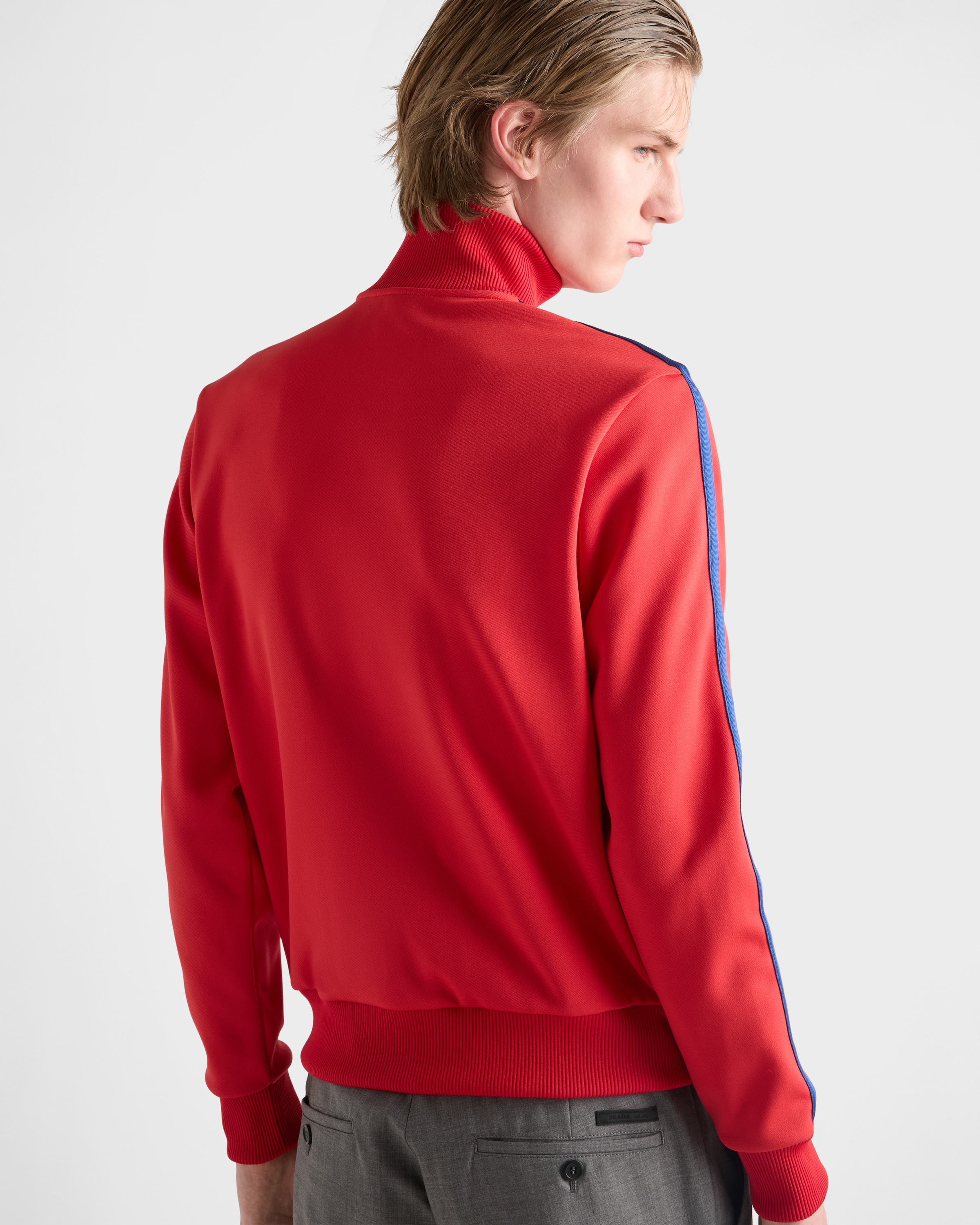 Red/Bright Blue Technical fabric blouson jacket | PRADA - Canada