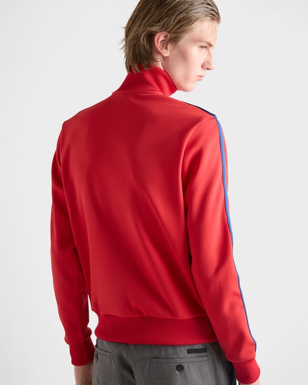 Technical fabric blouson jacket - Red/Bright Blue Technical fabric blouson jacket - Red/Bright Blue
