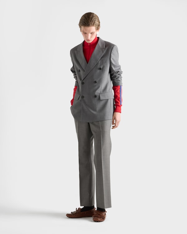 Technical fabric blouson jacket - Red/Bright Blue Technical fabric blouson jacket - Red/Bright Blue